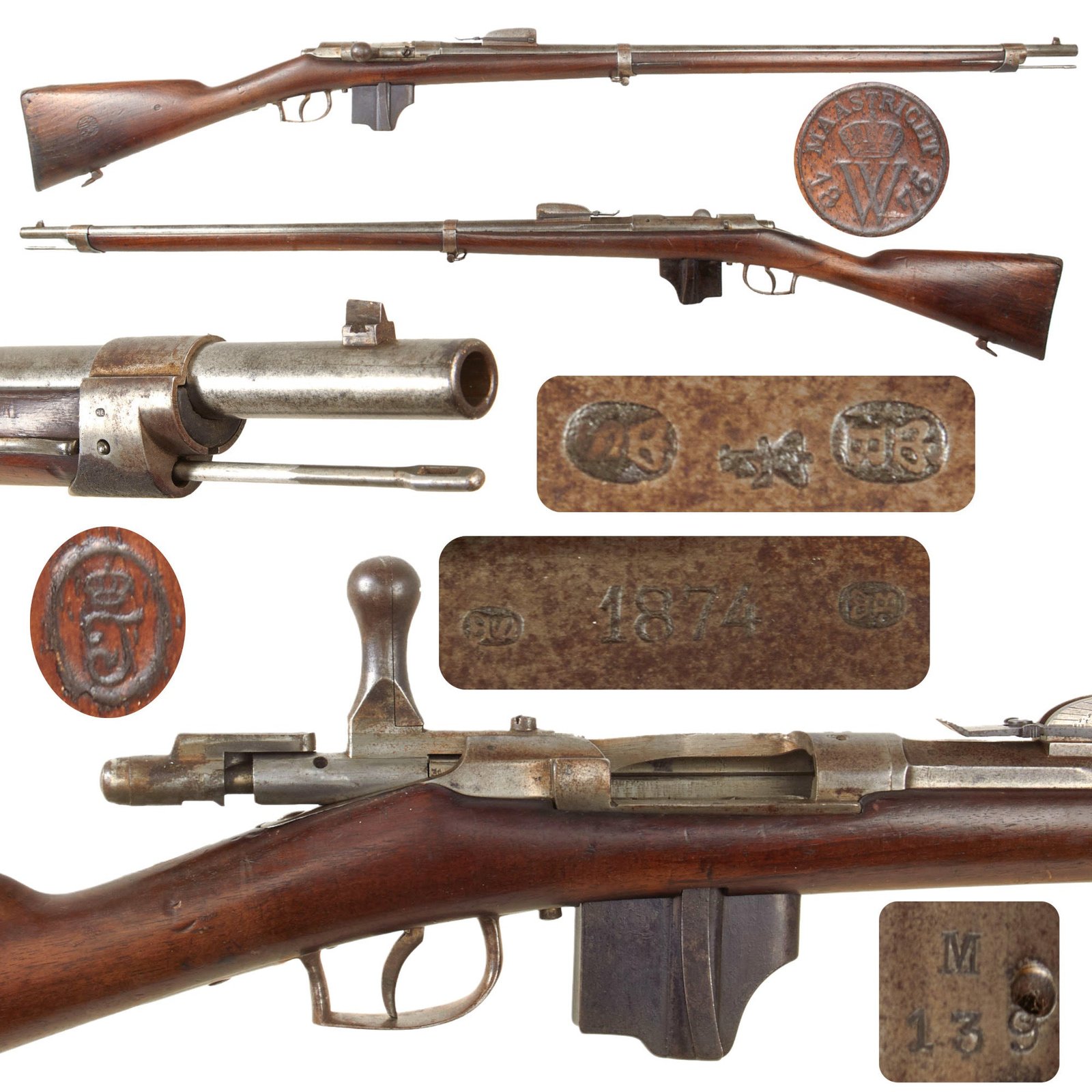 Original Dutch Beaumont-Vitali M1871/88 Bolt Action Magazine Conversion Rifle Serial 2492 - Dated 1874 and 1890