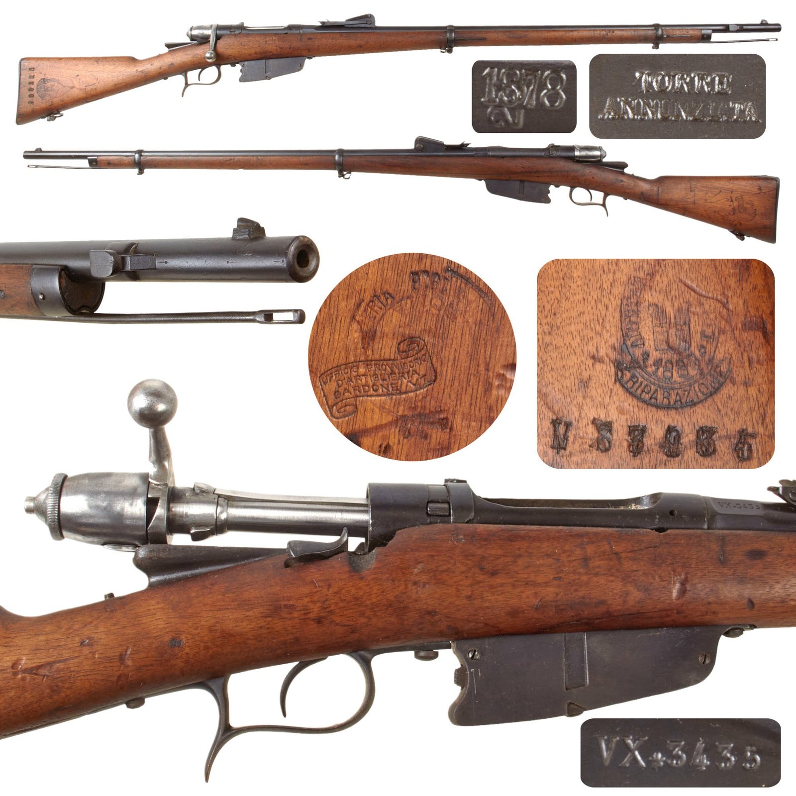 Original Italian Vetterli M1870/87/15 Infantry Rifle Serial VX.3435 by Torre Annunziata Converted to 6.5mm - Dated 1878