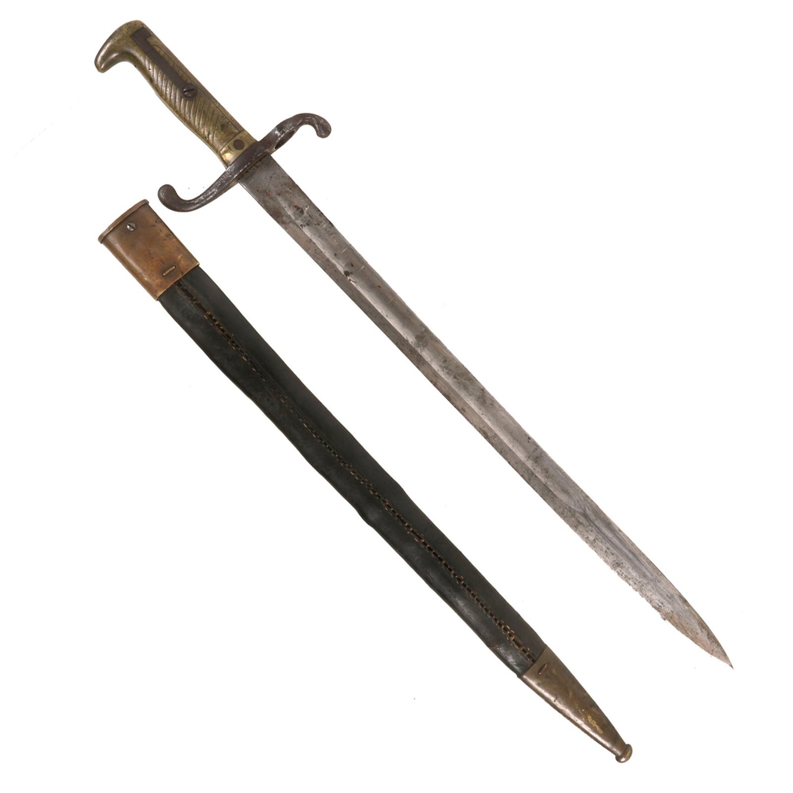 Buy Original German Mauser Model 1871 Rifle Bayonet by Coulax & Cie. of Klingenthal with Scabbard - 168th Infantry Regiment Marked - Dated 1875 | Original Firearms Antique For Sale