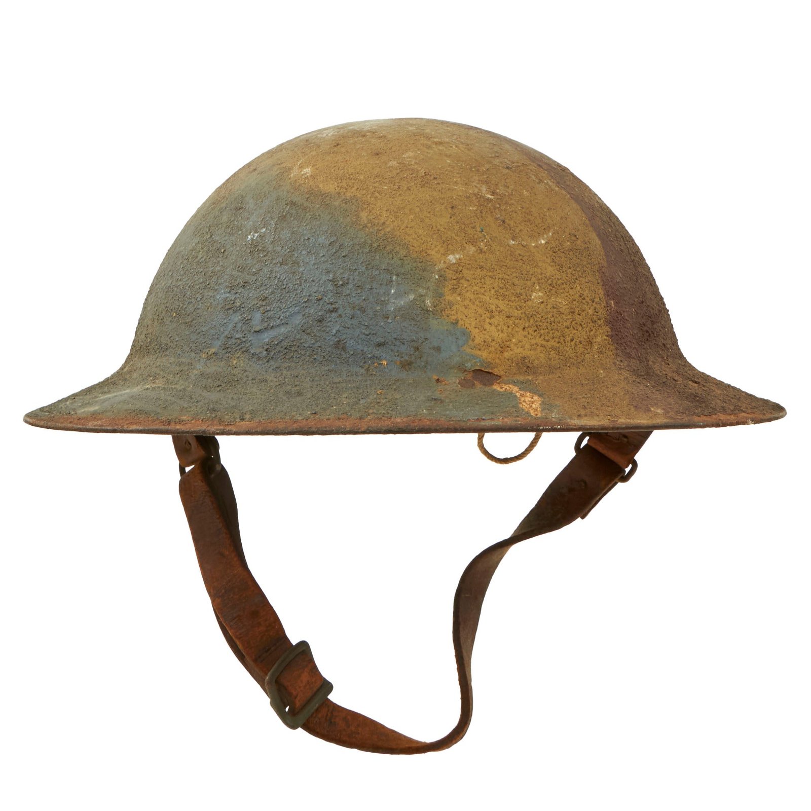 Buy Original U.S. WWI M1917 Doughboy Helmet with Multi-Colored Camouflage Paint with Liner & Chinstrap | Original Firearms Antique For Sale