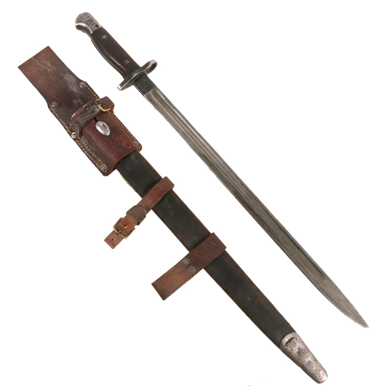 Buy Original British WWI P-1907 Enfield Bayonet by Wilkinson with Scabbard & Leather Frog - Dated 1918 | Original Firearms Antique For Sale