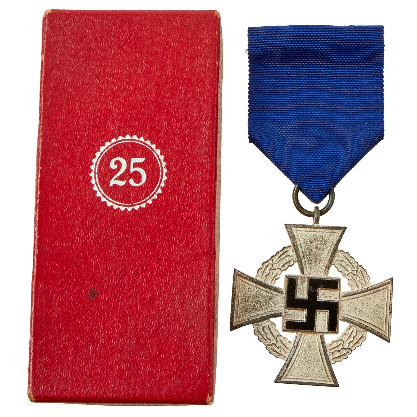 Buy Original German WWII 2nd Class 25 Year Civil Service Faithful Service Medal in Case by Friedrich Keller | Original Firearms Antique For Sale