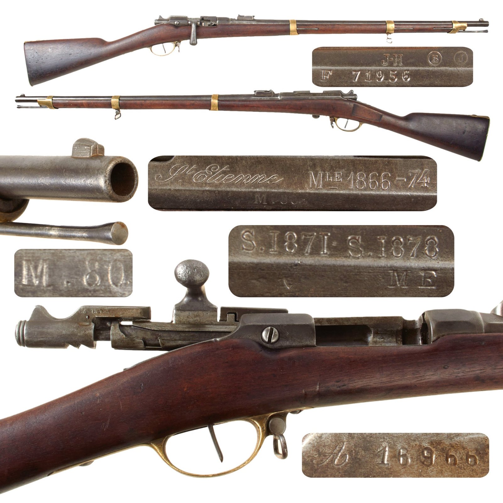 Original French Modèle 1866-74 M80 Brass Mounted Gras Camel Short Rifle by St. Etiénne - Serial F 71956