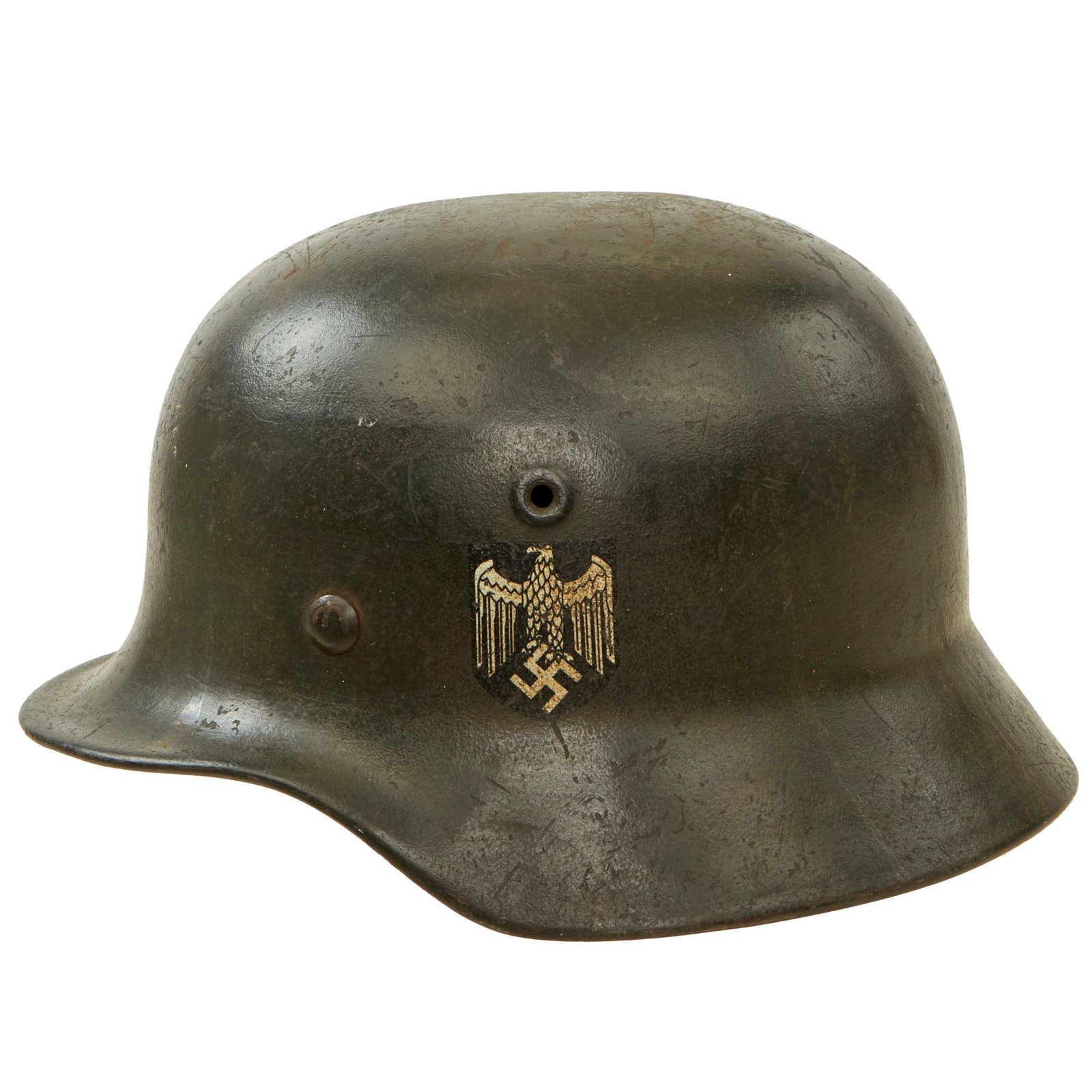 Buy Original German WWII M40 Single Decal Army Heer Steel Helmet with Damaged Liner - EF62 | Original Firearms Antique For Sale