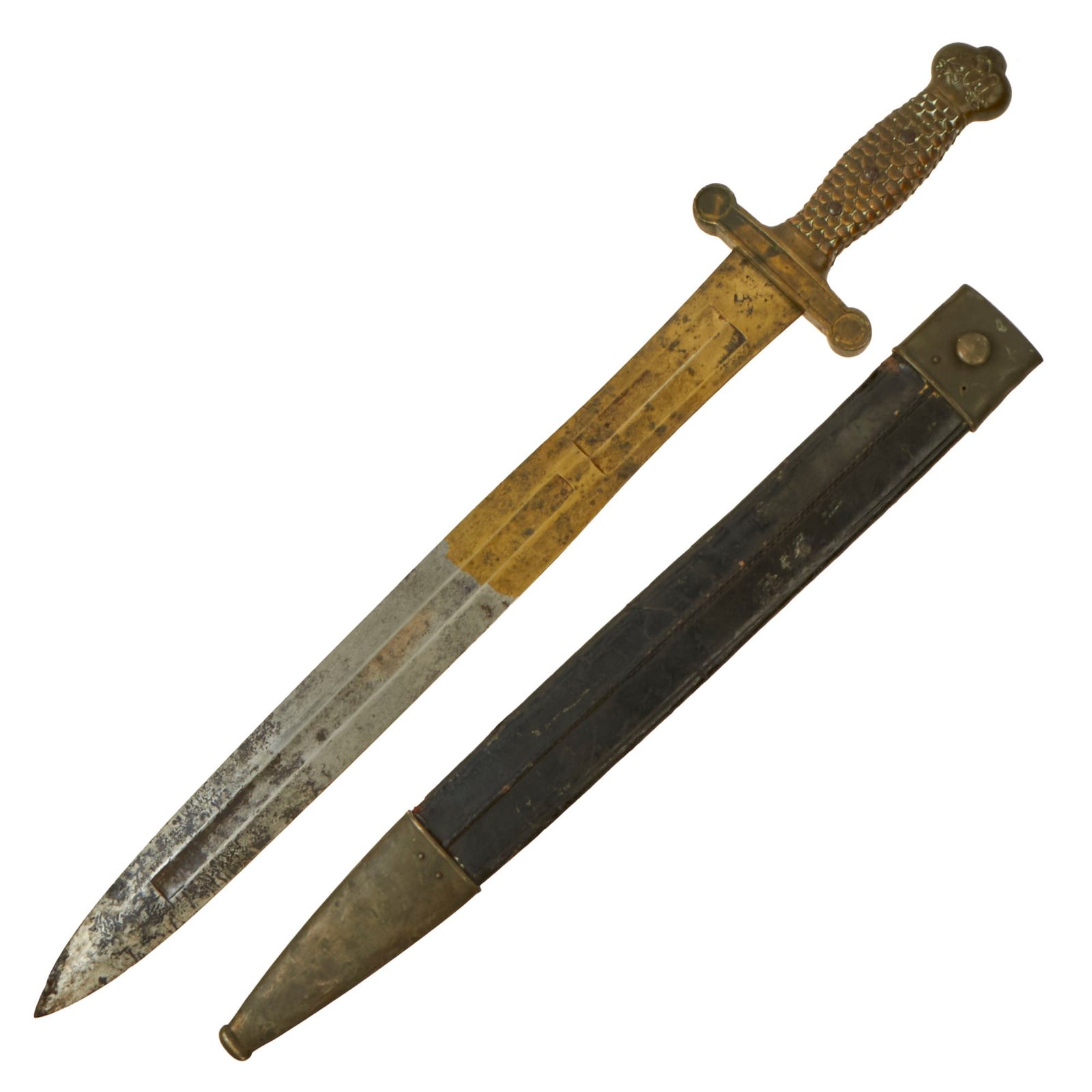 Buy Original U.S. Mexican-American War Rare First Year Production Ames Model 1832 Artillery Short Sword with Scabbard - Partially Coated with Protectant | Original Firearms Antique For Sale