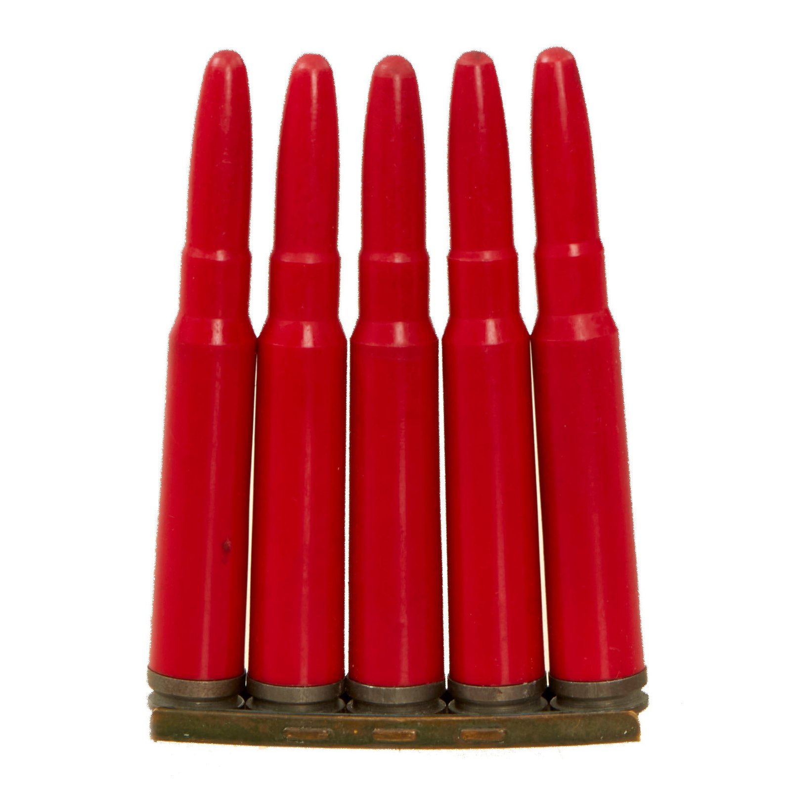 Buy Original German WWII Set of Five 8mm Mauser Red Plastic Exerzier Patronen Drill Training Rounds on Stripper Clip | Original Firearms Antique For Sale