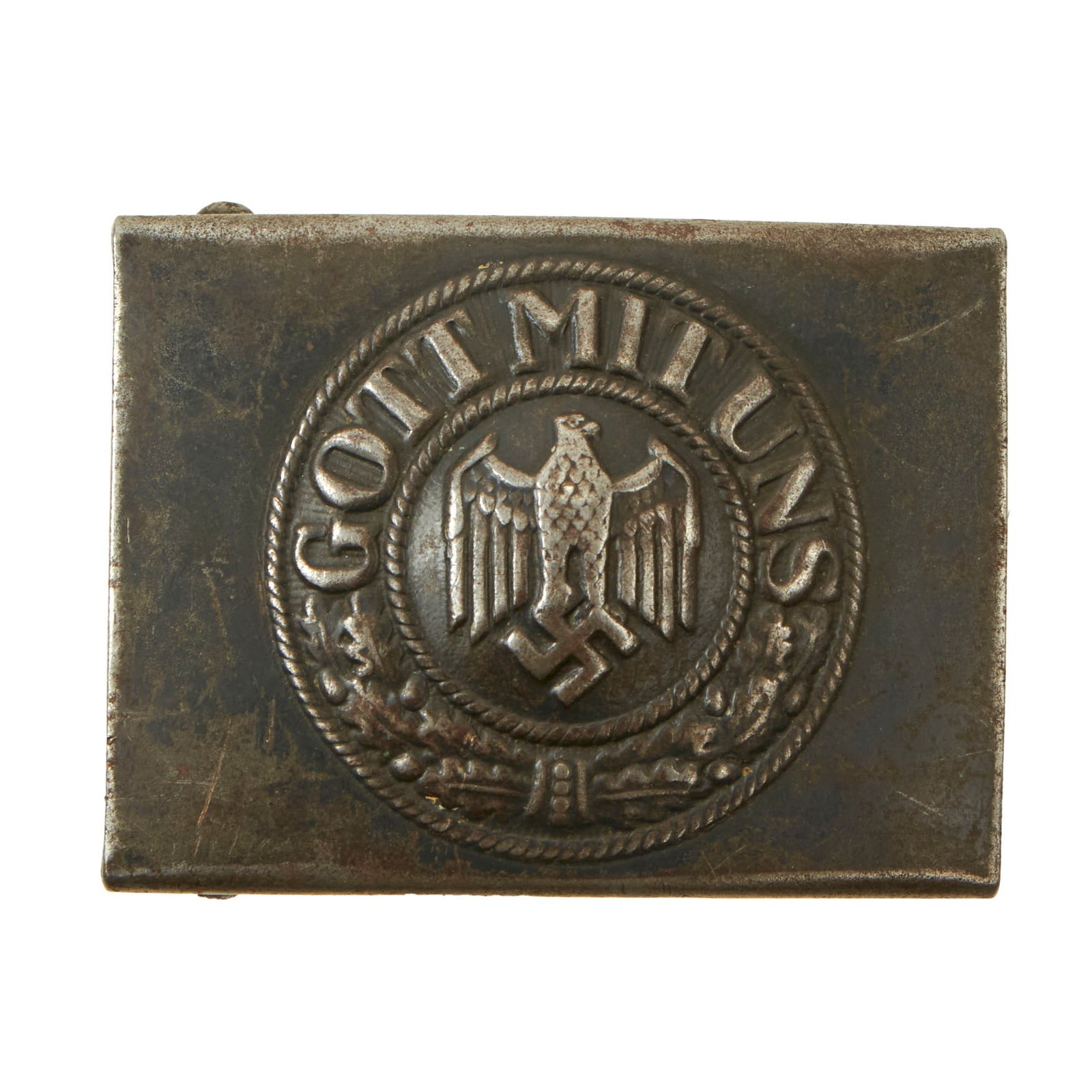 Buy Original German WWII Kriegsmarine Coastal Artillery EM/NCO Steel Belt Buckle by Hermann Aurich - dated 1942 | Original Firearms Antique For Sale