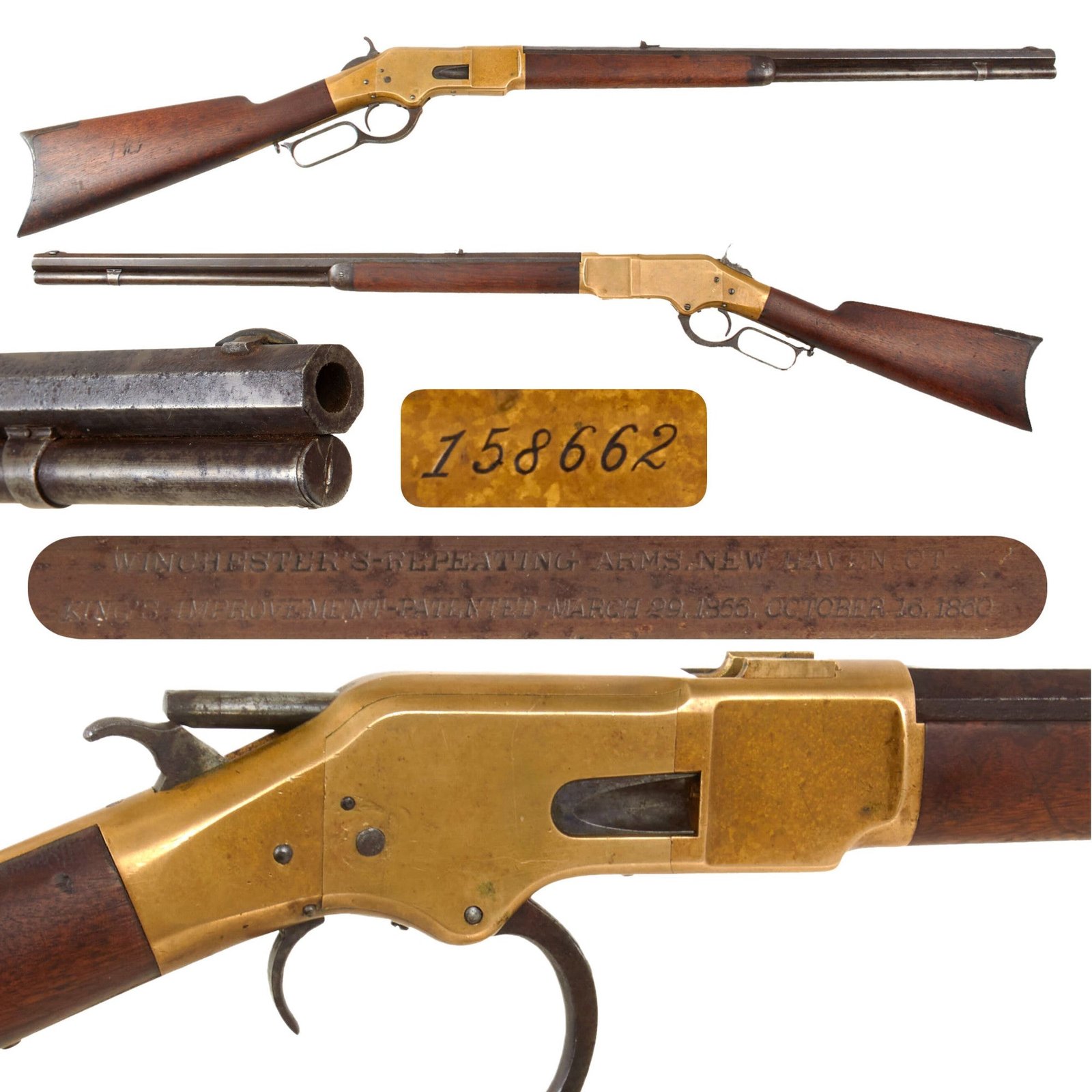 Original U.S. Winchester 4th Model 1866 "Yellow Boy" .44RF Repeating Rifle with 24" Octagon Barrel Made in 1882 - Serial 158662
