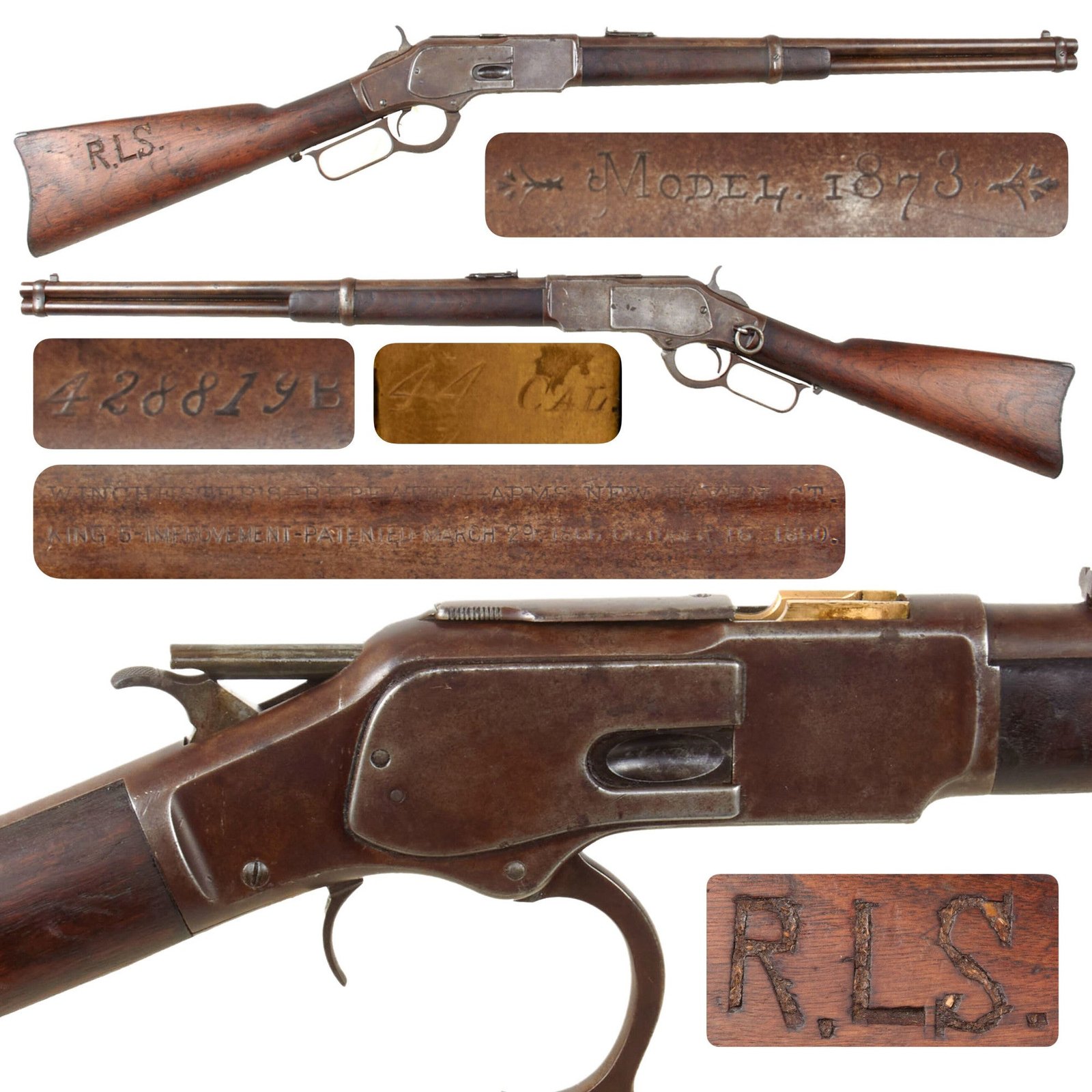Original U.S. Winchester Model 1873 .44-40 Saddle Ring Carbine Made in 1892 with Great Bore - Serial Number 428819B