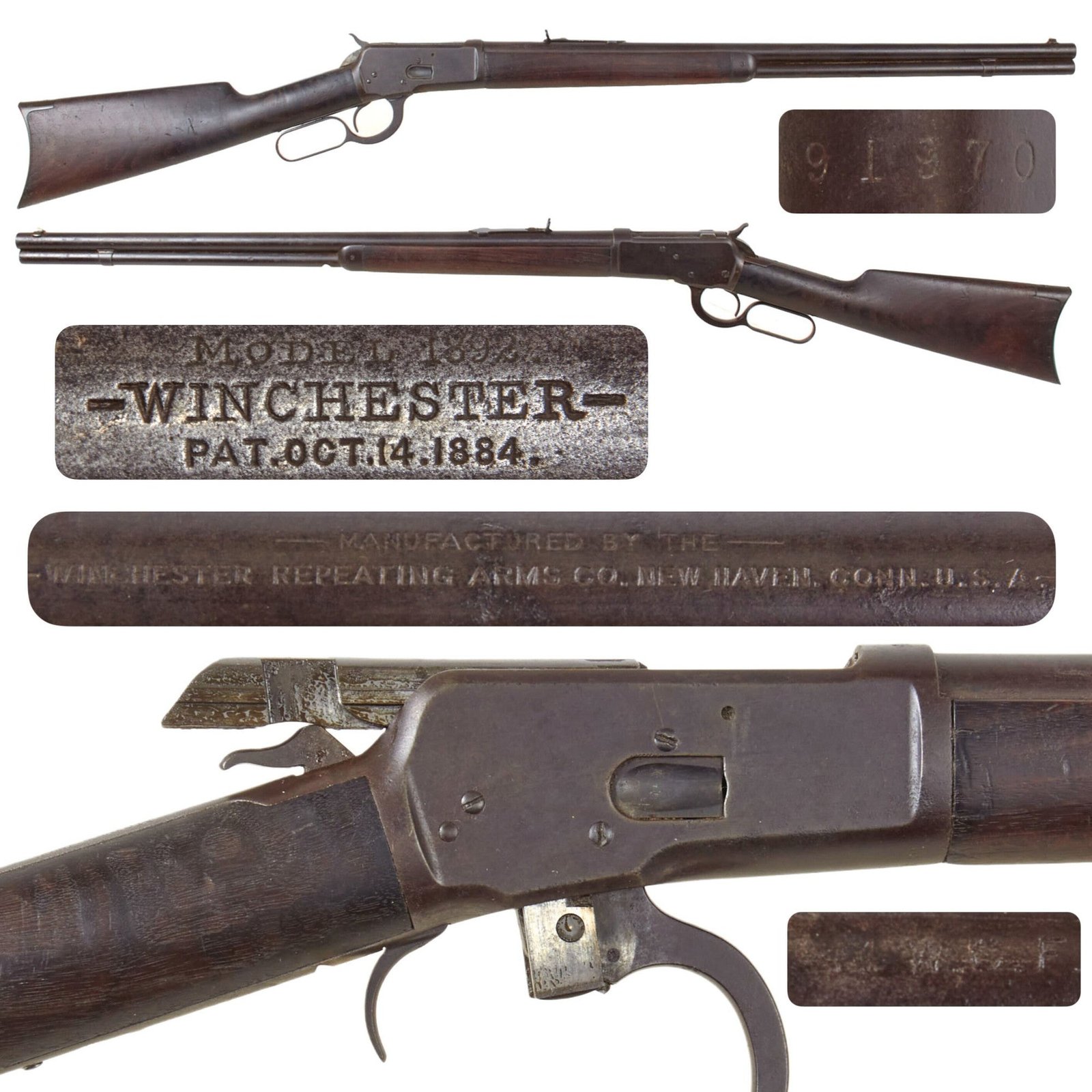 Original U.S. Winchester Model 1892 .44-40 WCF Repeating Rifle with 24" Round Barrel Made in 1898 - Serial 91970