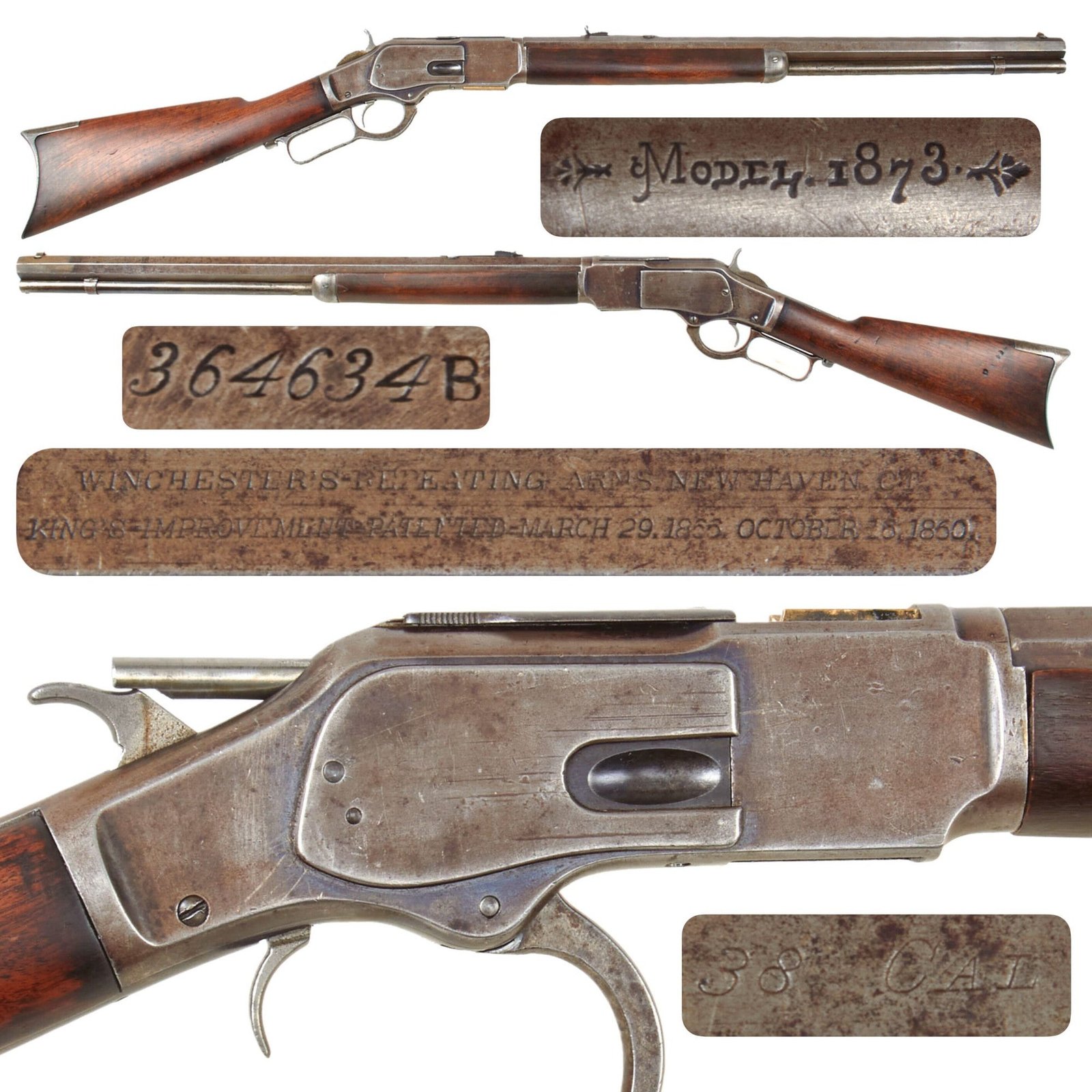 Original U.S. Winchester Model 1873 .38-40 Repeating Rifle with Rare Heavy Wall Octagonal "Bull" Barrel Made in 1891 - Serial 364634B