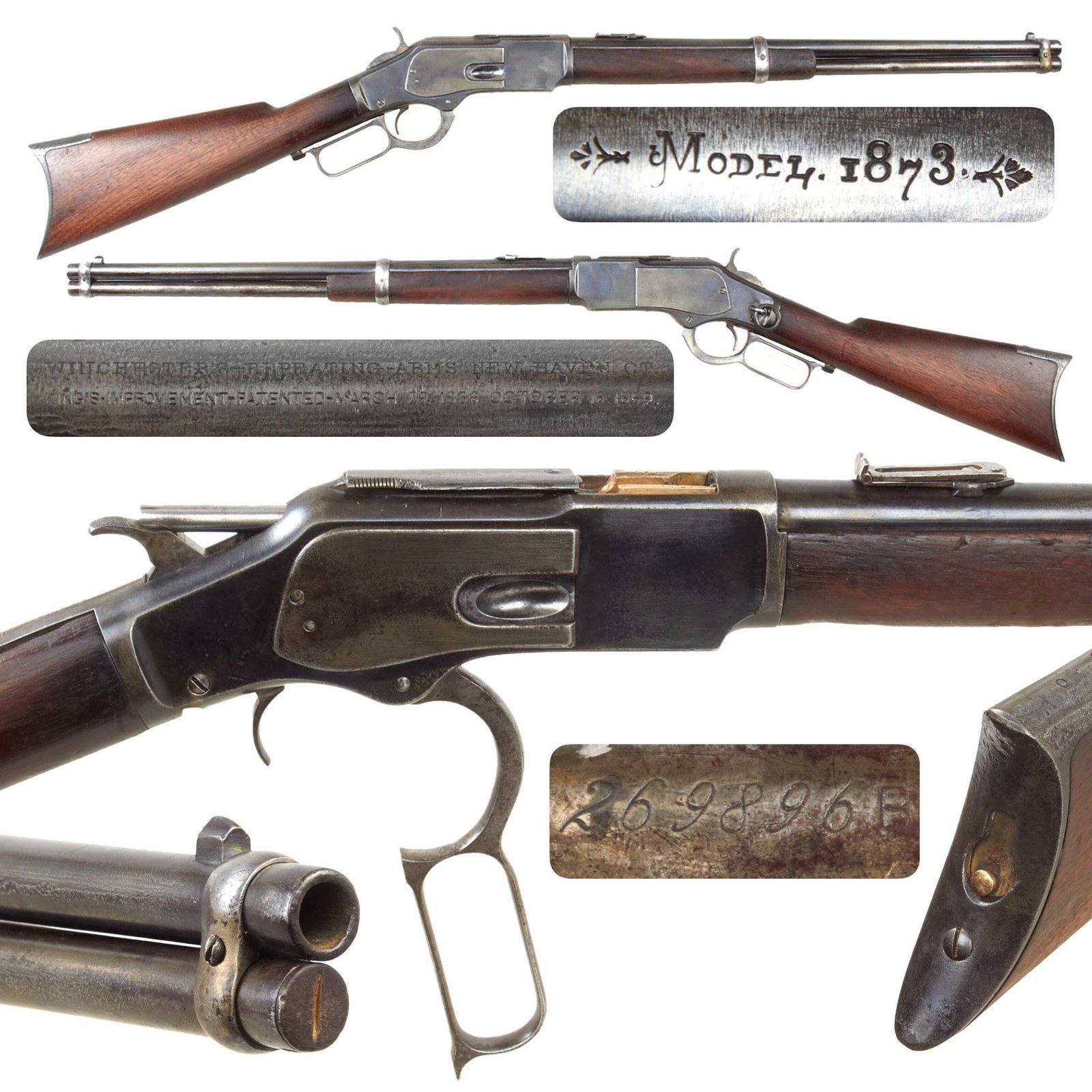 Original U.S. Winchester Model 1873 .44-40 Repeating Saddle Ring Carbine Made in 1888 - Serial Number 269896B