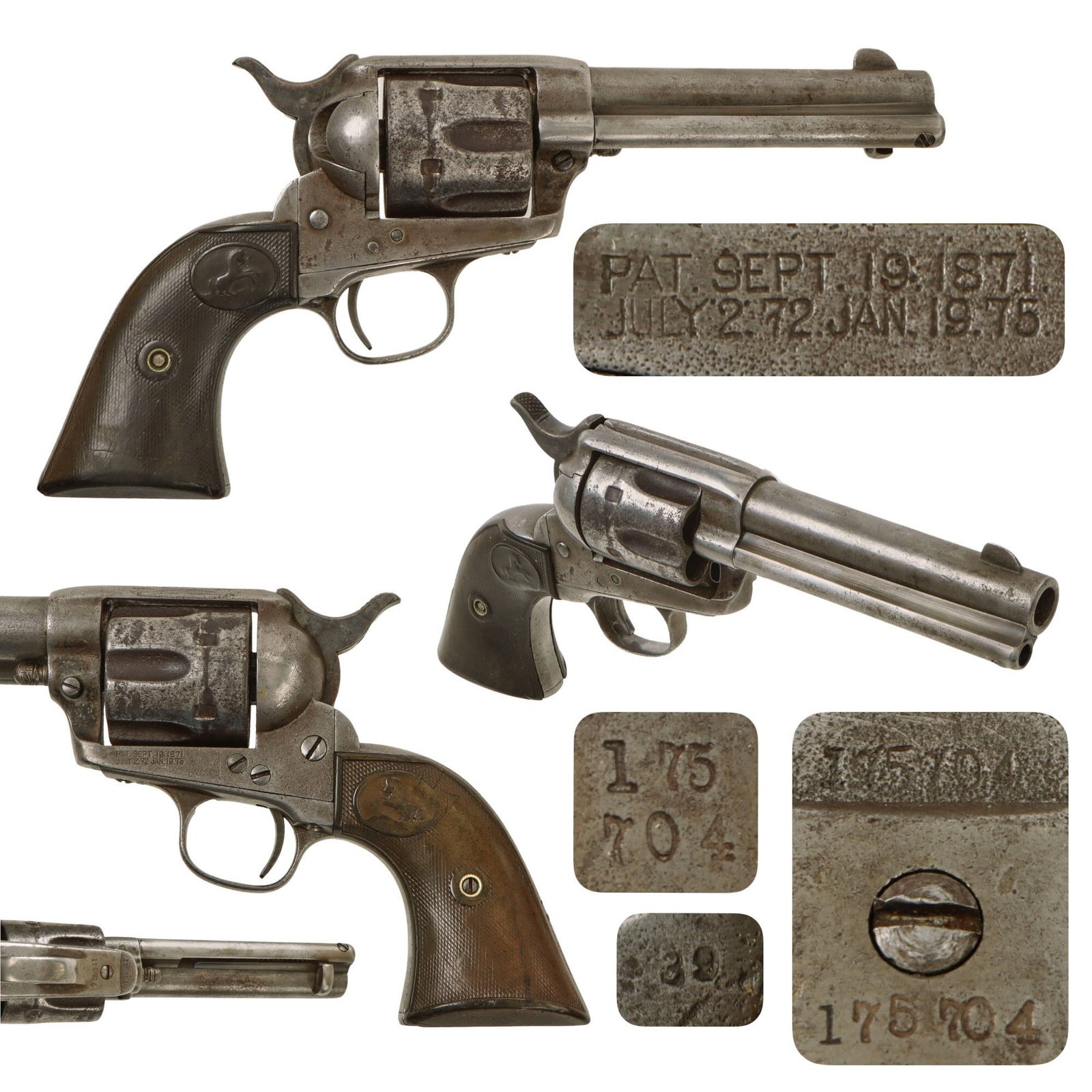 Original U.S. Colt .45cal Single Action Army Revolver Made in 1898 with 4 3/4" Barrel - Serial 175704