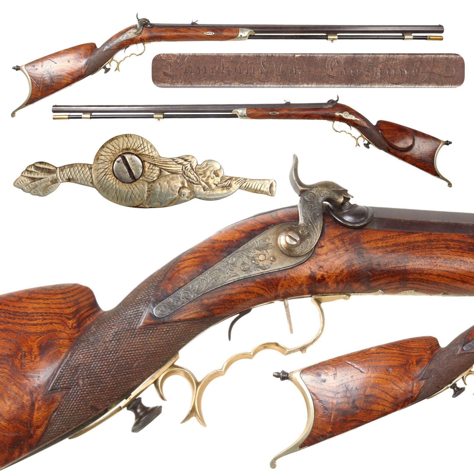 Original Swiss Ornate Half Stock Schützen Target Rifle by Panchaud of Lausanne with Set Trigger and Removable Trigger Guard - Circa 1860