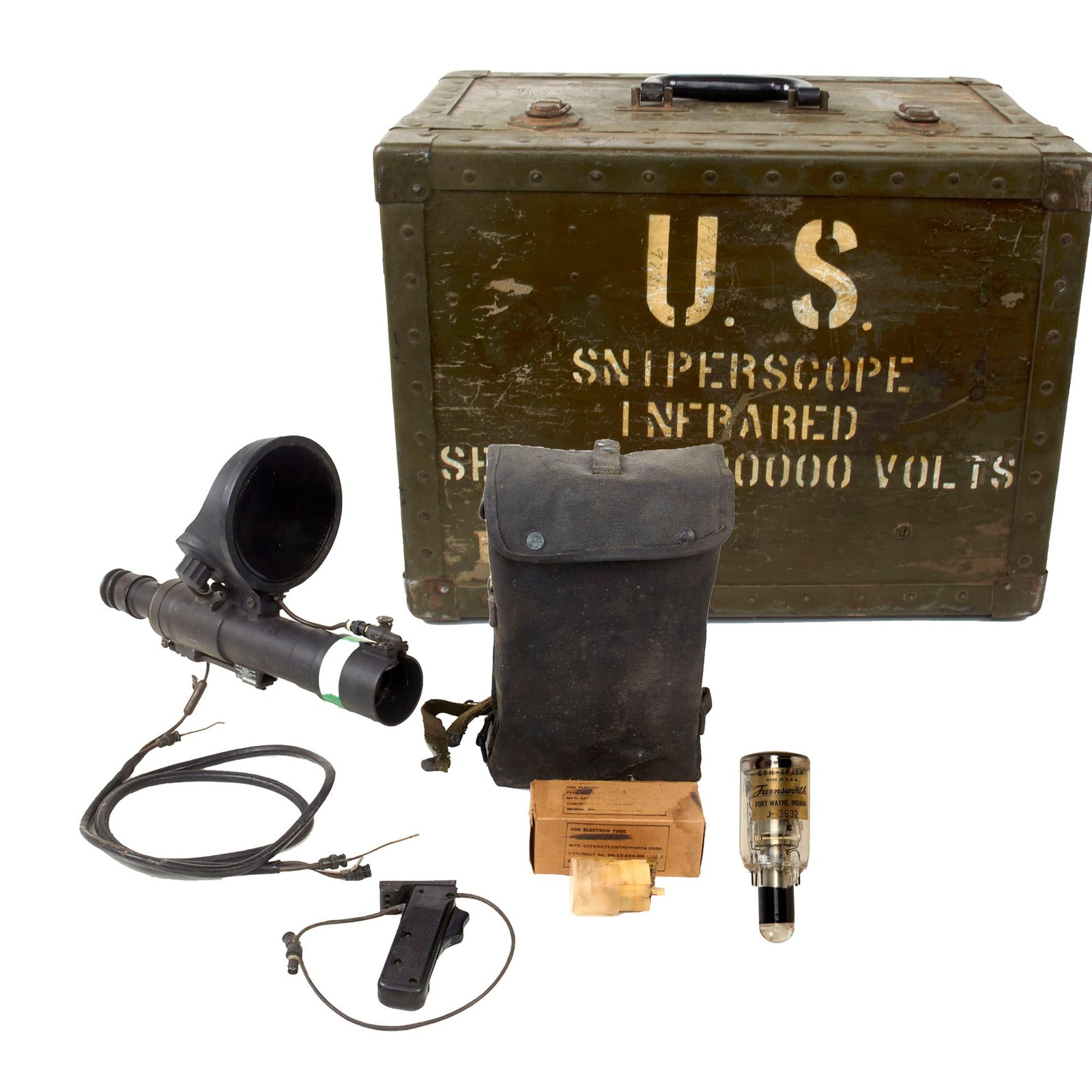 Original U.S. Korean War Sniper Scope Infrared Set M-3 for M3 Carbine .30 Caliber Dated 1951 - With Mounts