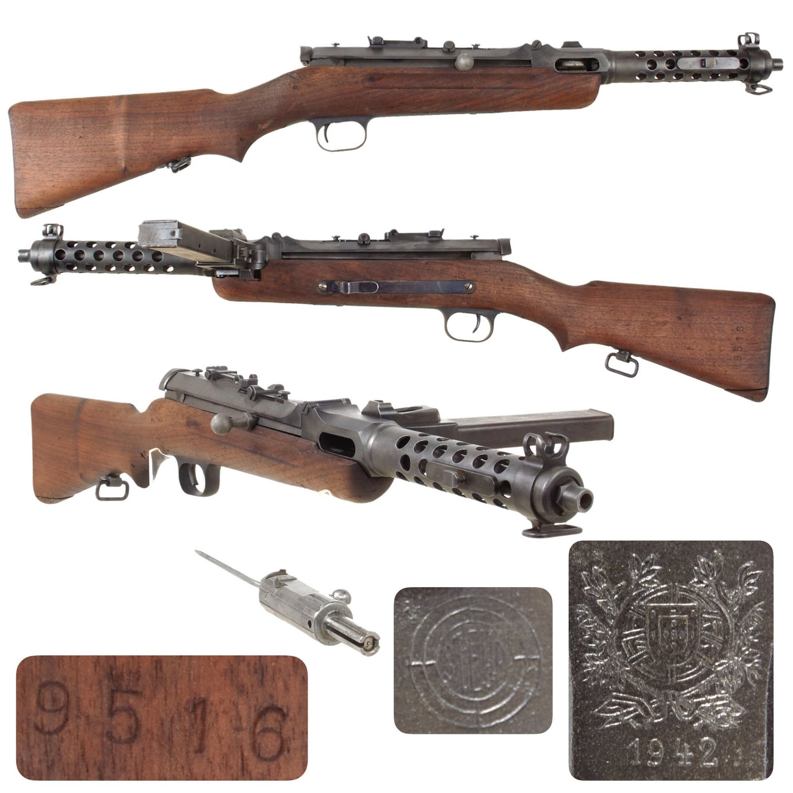 Original German WWII 1942 Dated Portuguese Contract MP34(ö) Steyr Solothurn Display Gun with Magazine and Bolt Assembly