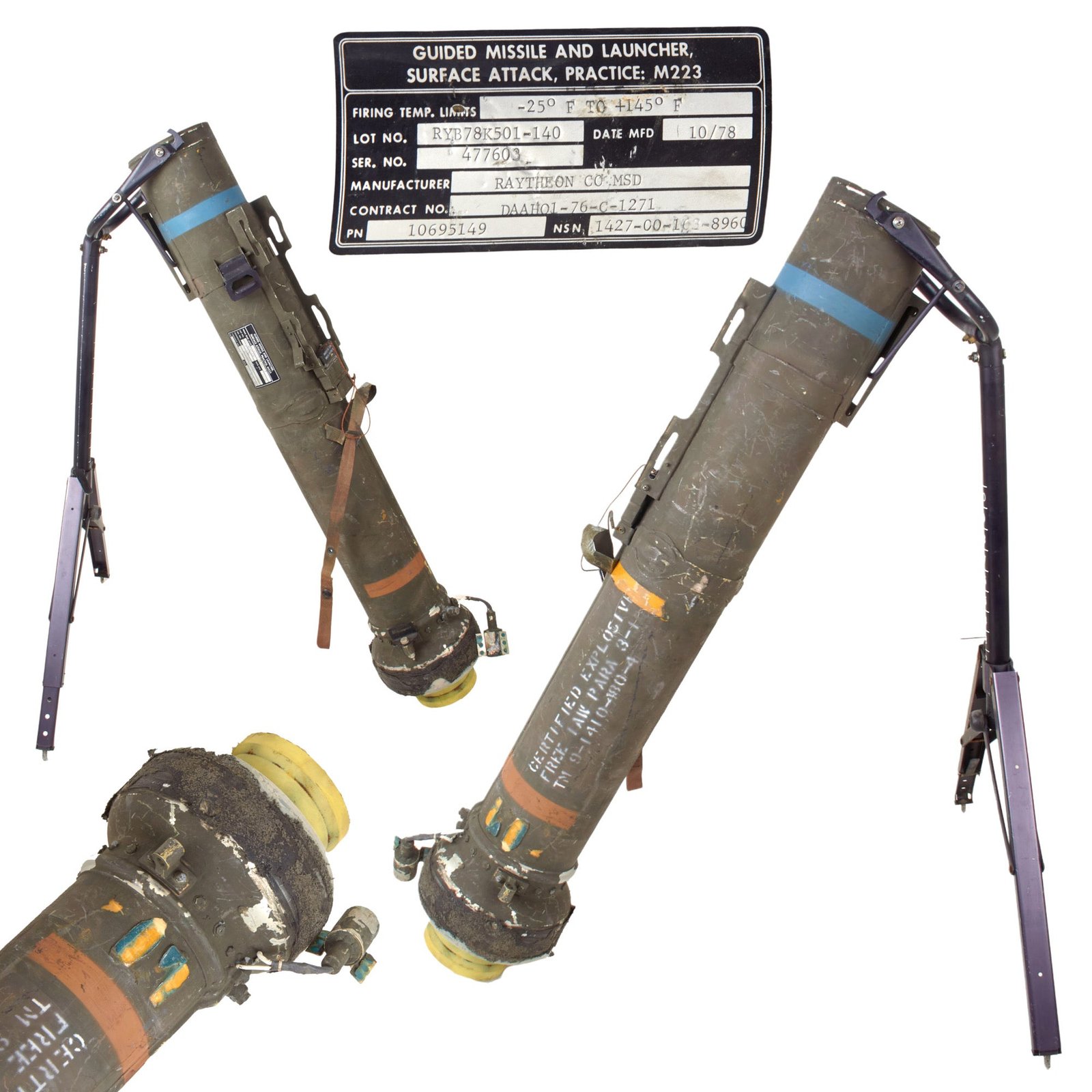 Original U.S. Persian Gulf War Era Inert M47 Dragon Anti-Tank Guided Missile Launcher - Dated 1978 - Missing Foam Ends