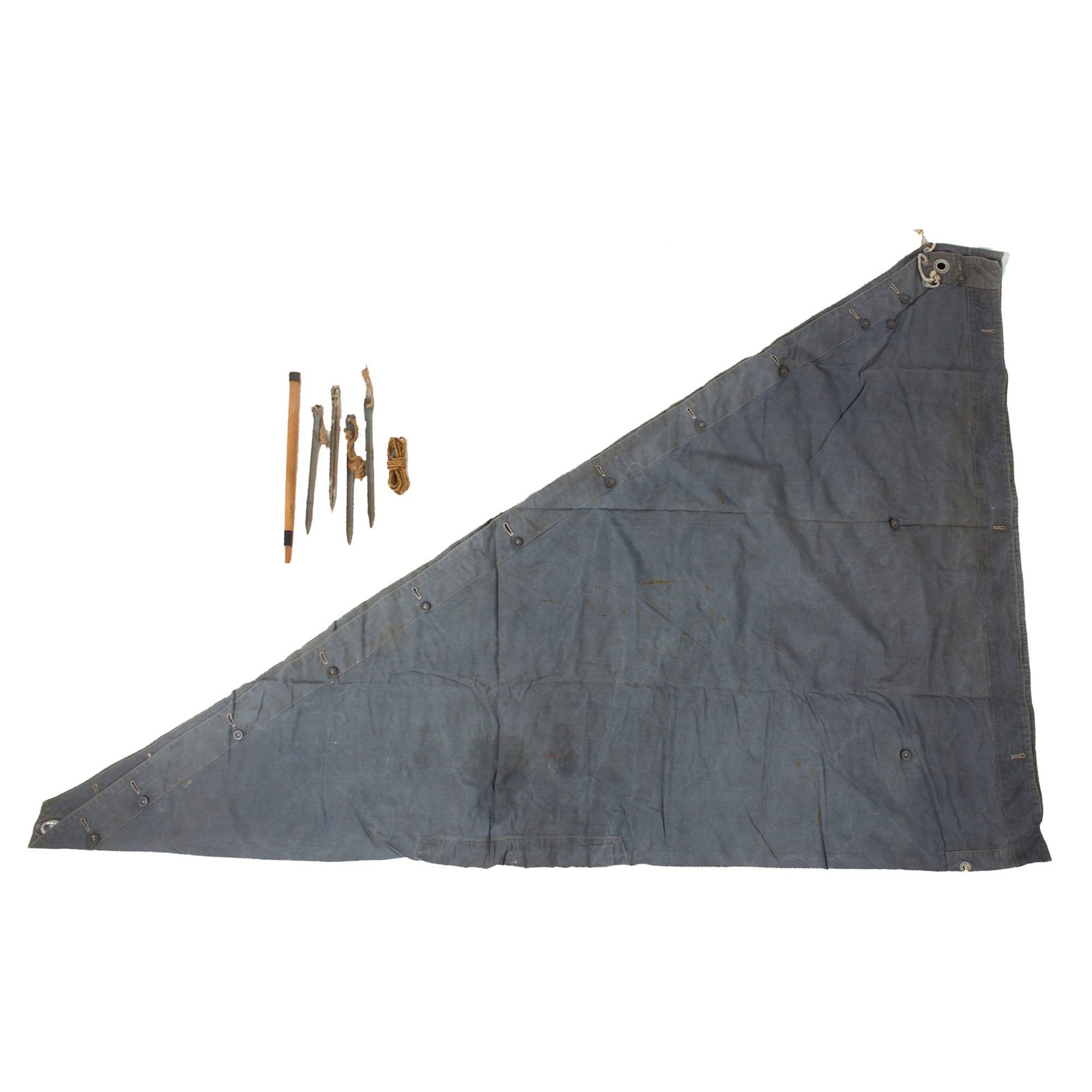 Original Rare German Pre WWII 1937 Dated Waffen-SS Grey "Warei" Zeltbahn Tent Quarter & Poncho with Pole, Stakes, and Rope