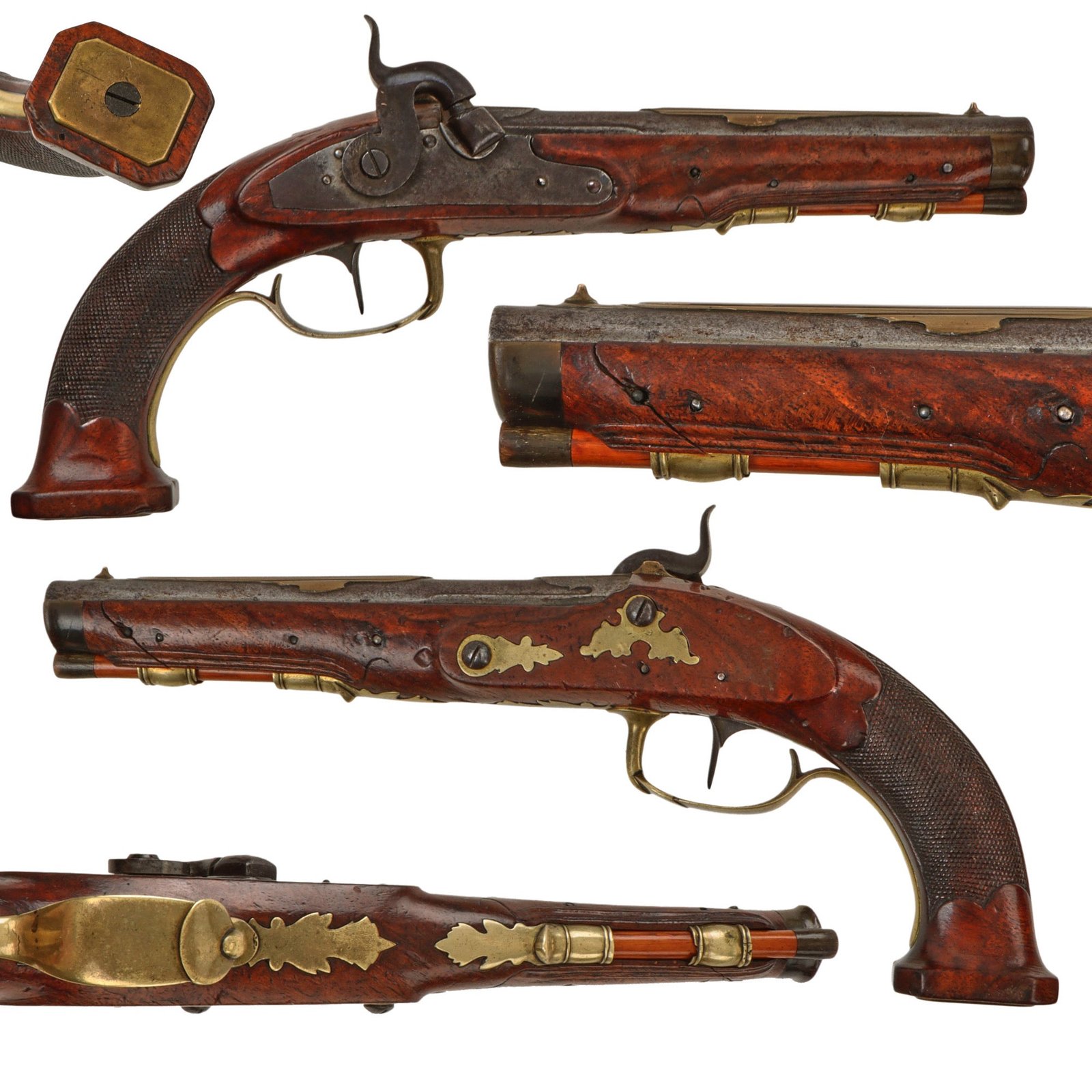 Original European Continental "Versailles" Style Officer's Percussion Converted Pistol - Circa 1830