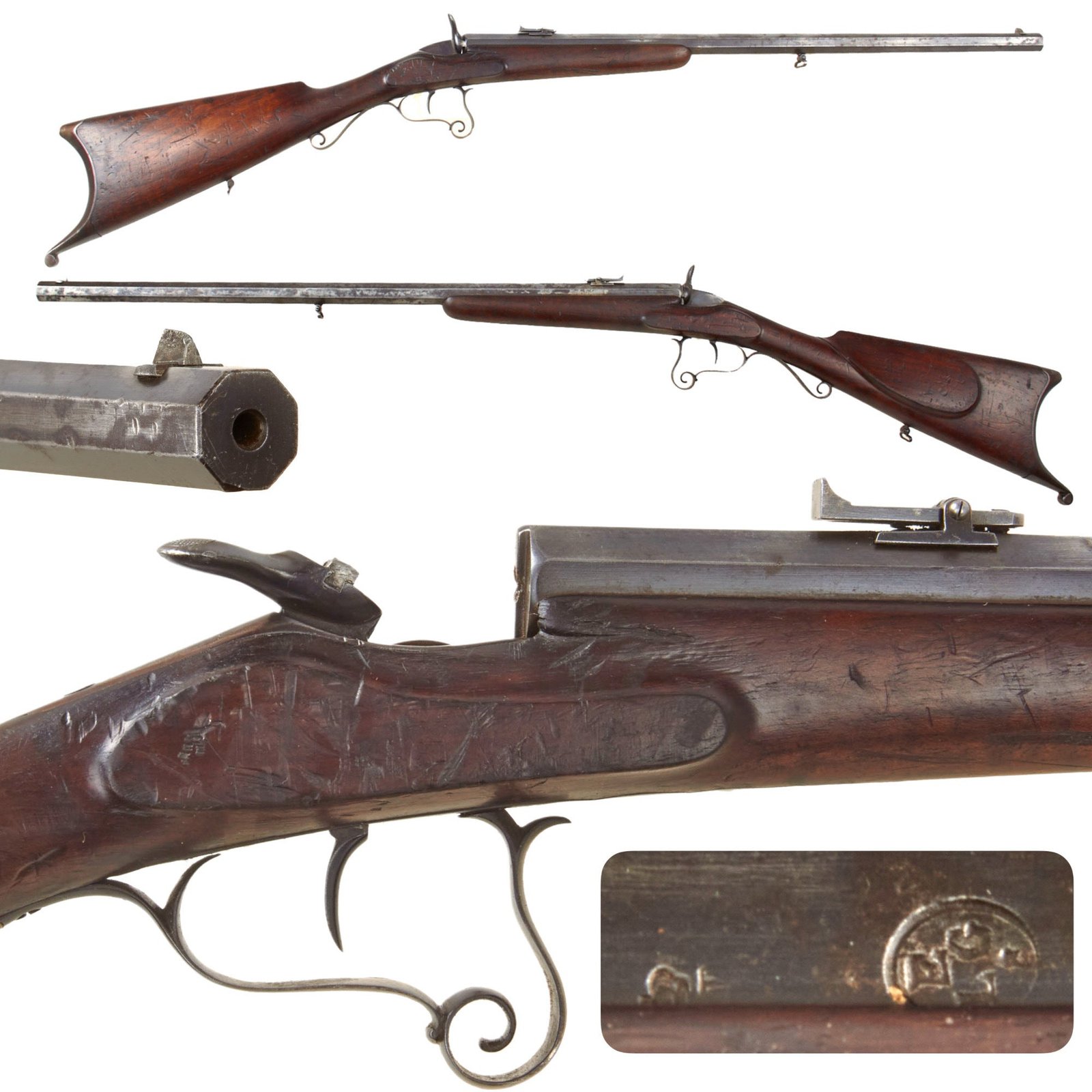 Original Belgian Flobert .22 Rolling Block Parlor Shooting Rifle with Figured Stock - Circa 1870