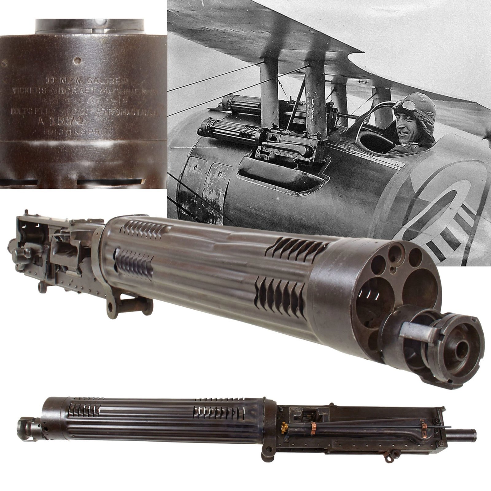 Original U.S. WWI Model 1918 Colt Vickers Aircraft Display Machine Gun Serial A 1574 - Balloon Buster