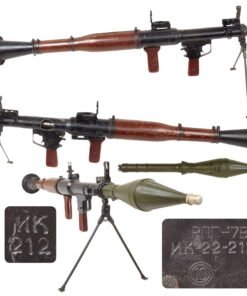 Original Soviet Bulgarian Cold War RPG-7 Rocket Propelled Grenade Inert Launcher RPG with Bipod & Inert Chinese Type 69 Rocket Round