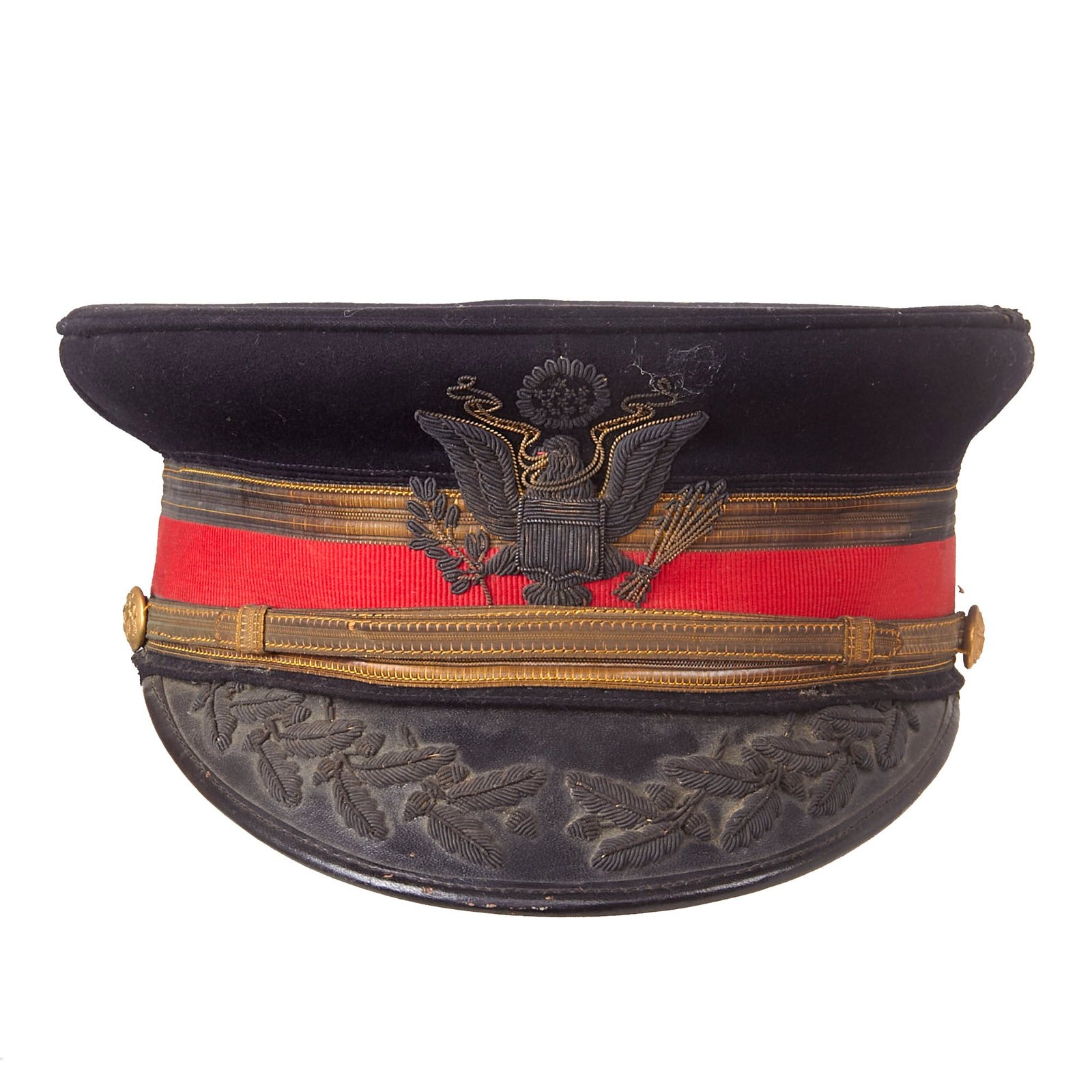 Buy Original U.S. WWI Named M1902 Artillery Officer’s Visor Cap with Direct Embroidered Bullion Eagle & Foliage - H.R. Fay | Original Firearms Antique For Sale