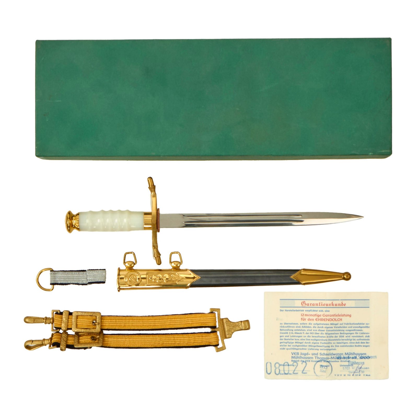 Buy Original East German DDR Cold War NVA Honor Dagger With Hanger, Original Box, and Warranty Card - German Democratic Republic | Original Firearms Antique For Sale