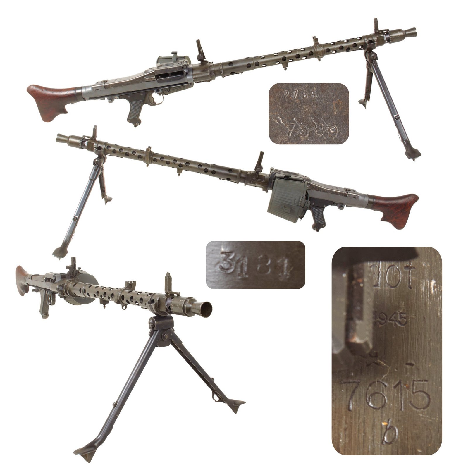 Original German WWII MG 34 Display Machine Gun by Waffenwerke Brünn with Basket Belt Carrier - dated 1945