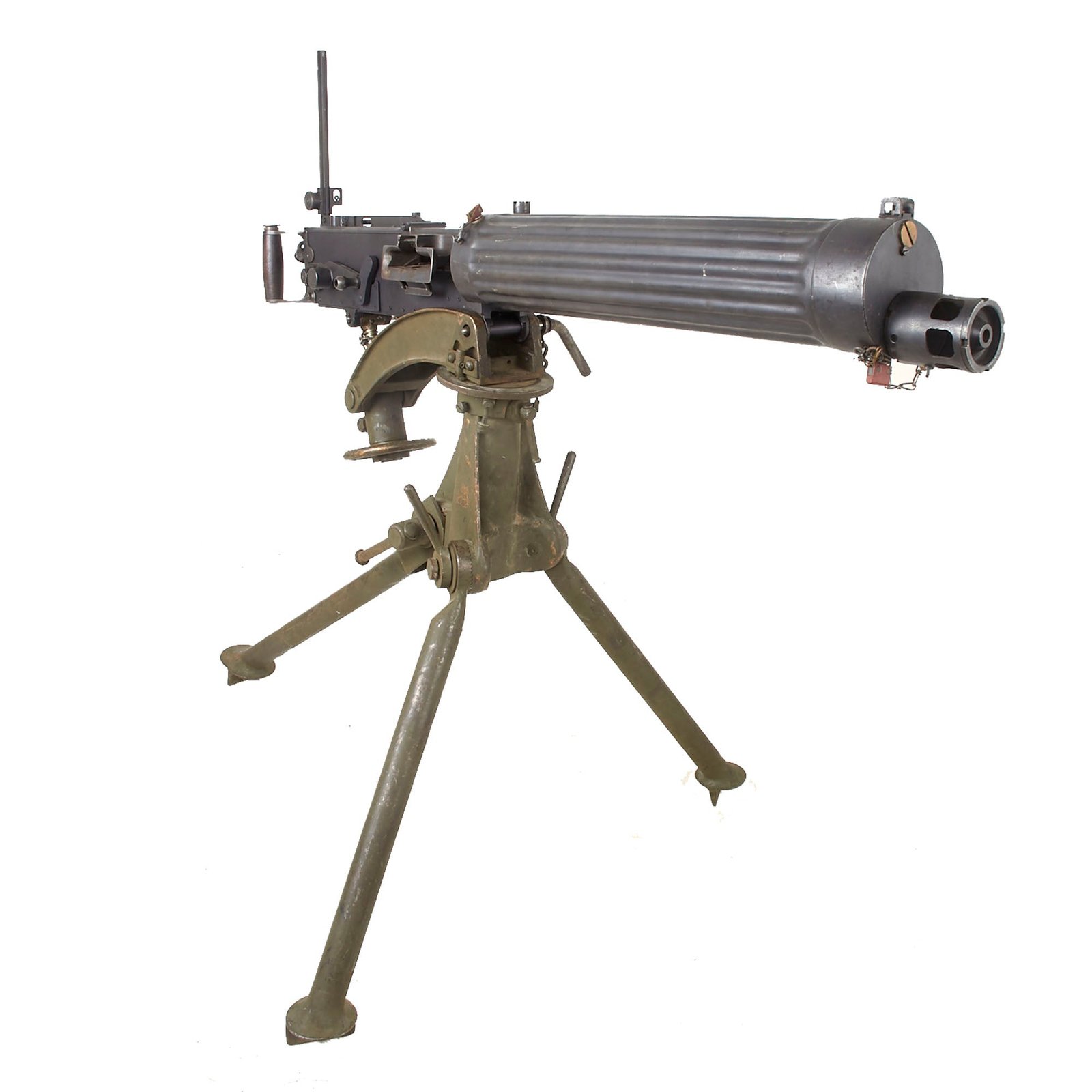 Buy Original British WWI Type Vickers Fluted Display Medium Machine Gun Serial D-3981 with 1933 Dated Tripod | Original Firearms Antique For Sale