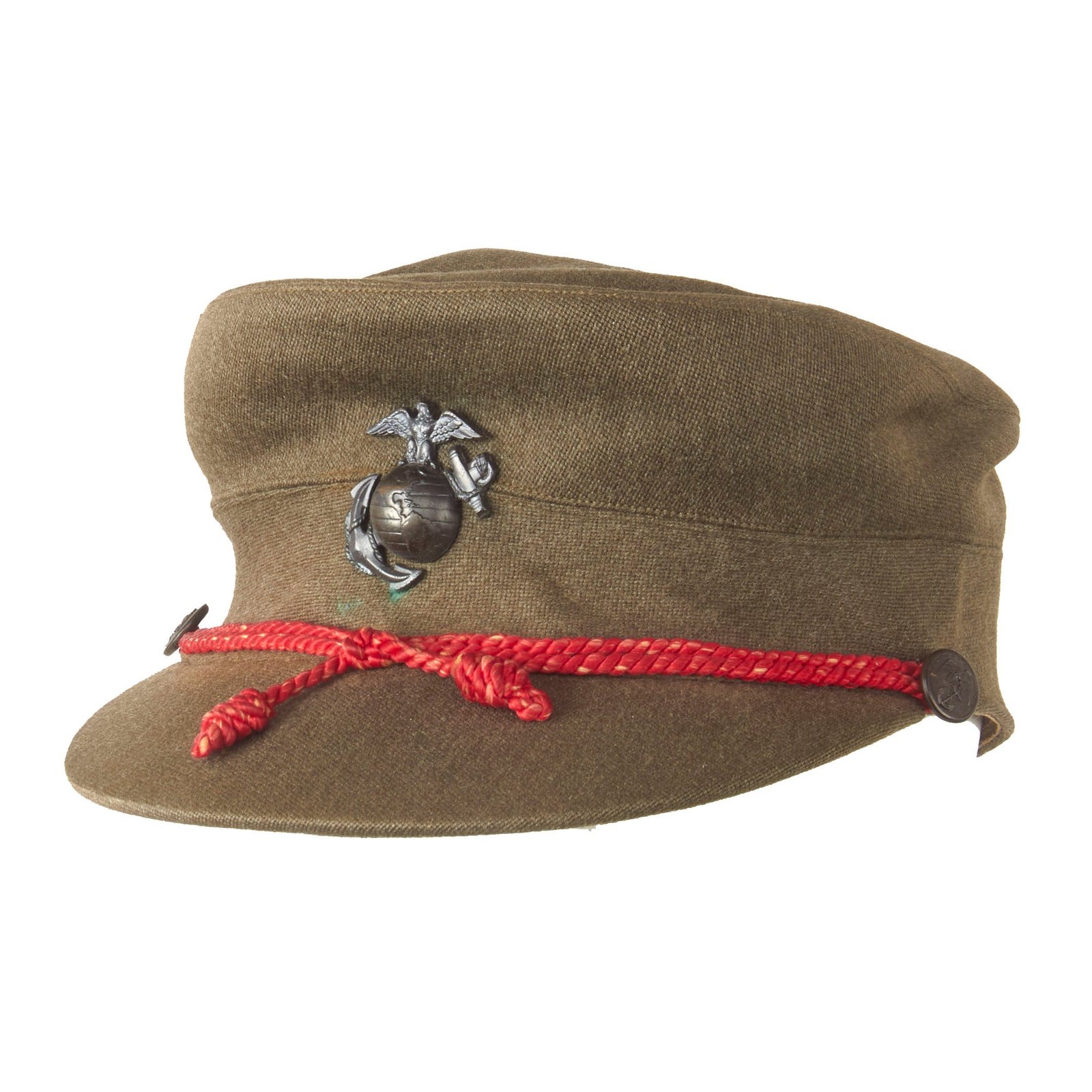 Buy Original U.S. WWII Marine USMC Women's Winter Wool Forest Green Service Visor Bell Crowned Cap by Knox - Size 23 | Original Firearms Antique For Sale