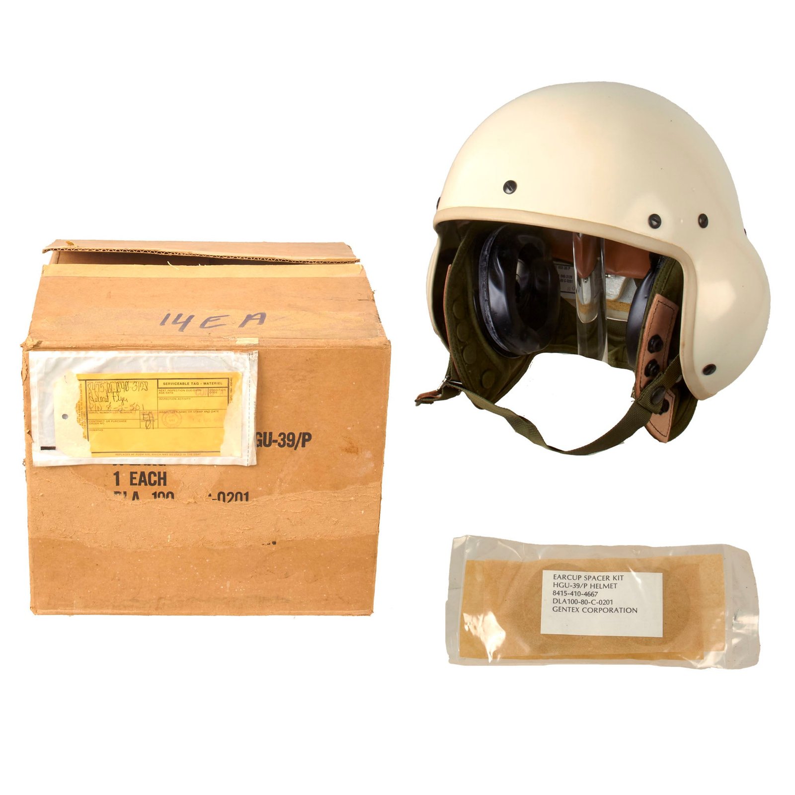 Buy Original U.S. Cold War Era Gentex HGU-39/P Flight Helmet in Original Box - Dated 1980 | Original Firearms Antique For Sale