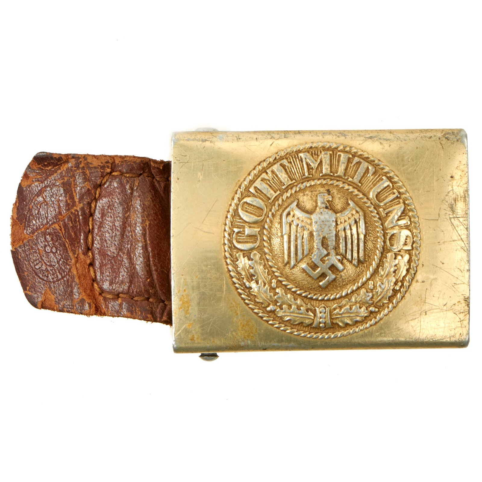 Buy Original German WWII Kriegsmarine EM/NCO Gold Finished Aluminum Belt Buckle by Richard Sieper & Söhne - dated 1938 | Original Firearms Antique For Sale