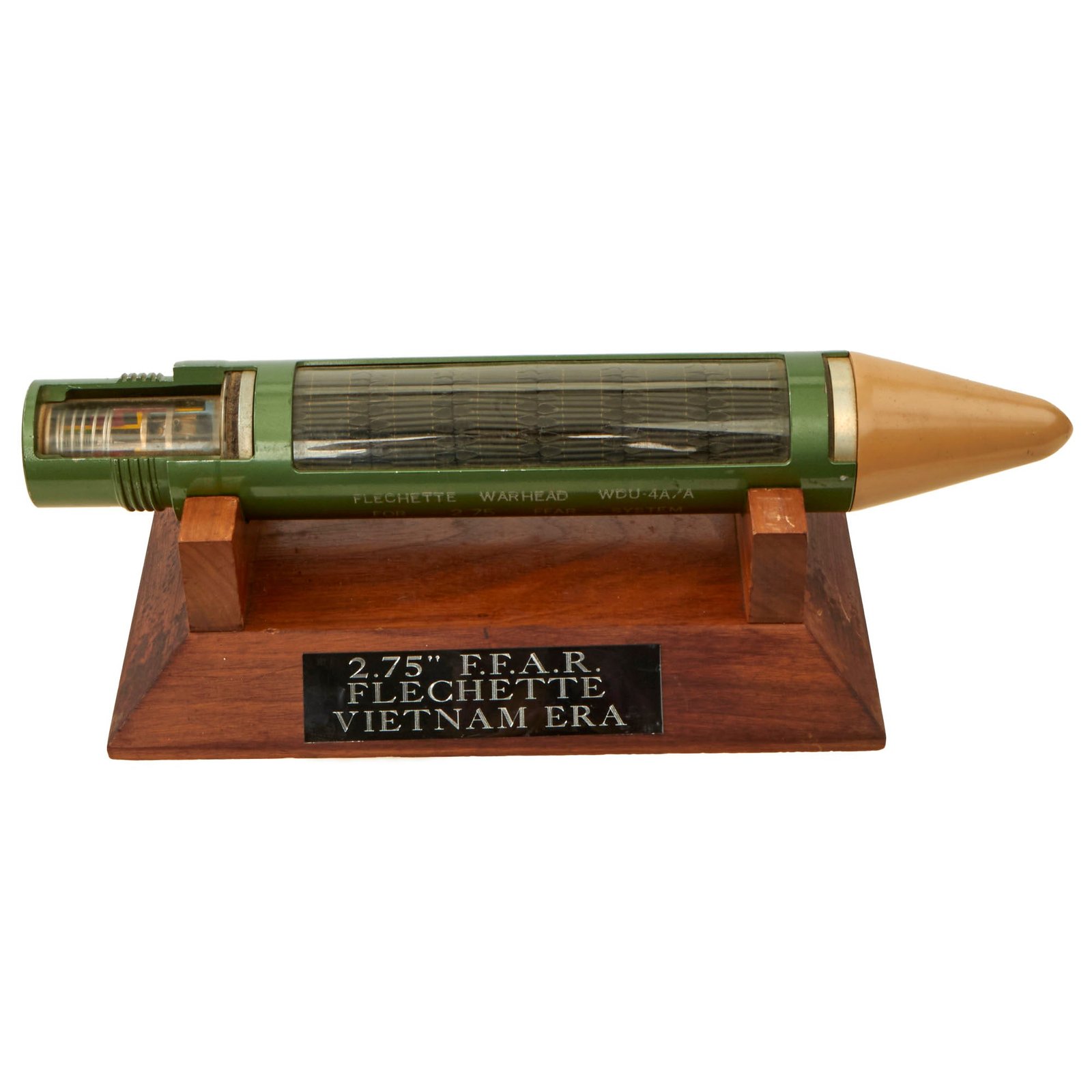 Buy Original U.S. Vietnam War 2.75” F.F.A.R. Flechette Warhead WDU-4A/A Cutaway on Display Stand - Inert | Original Firearms Antique For Sale