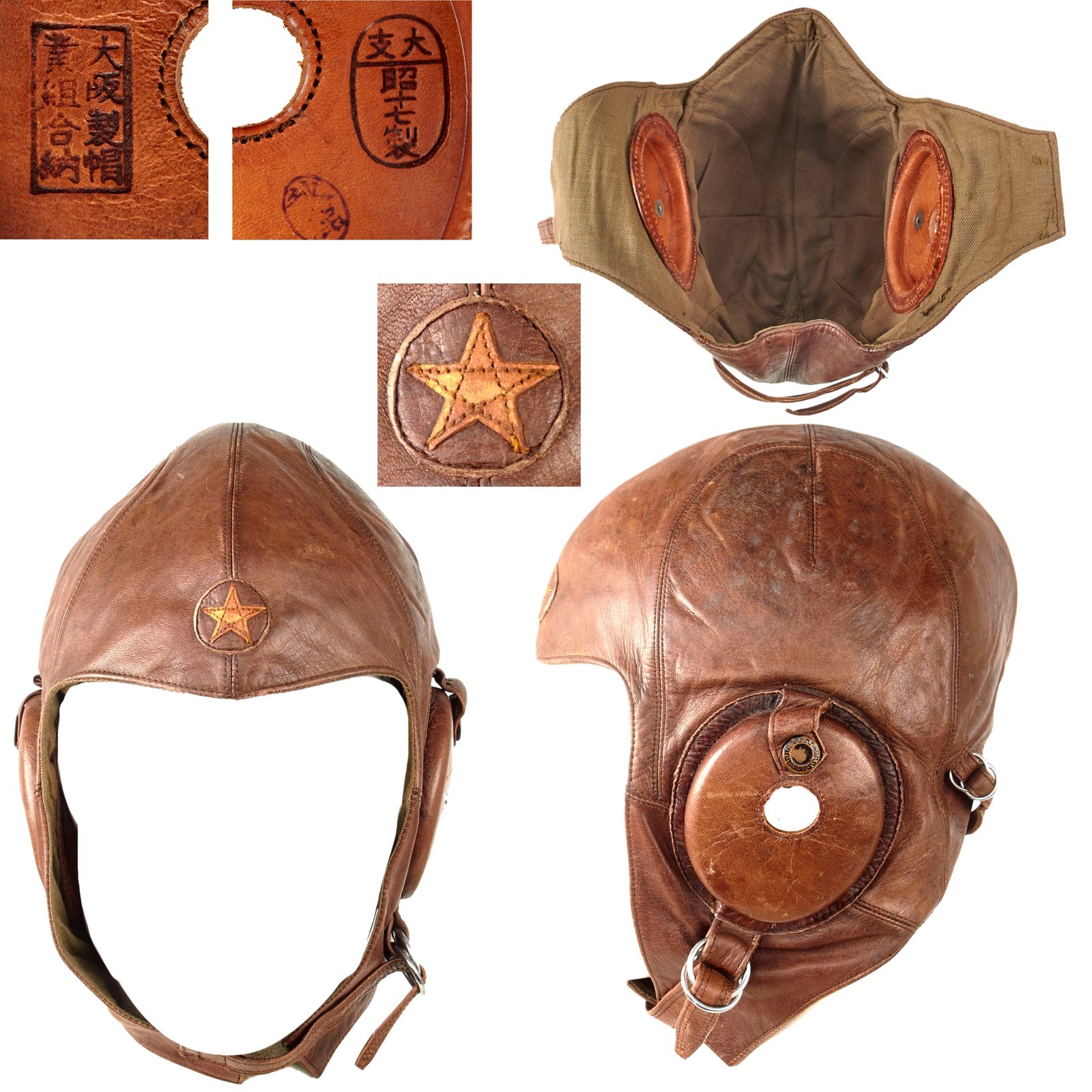 Original Imperial Japanese WWII 1942 Dated Army Air Service Summer Flight Helmet with Good Markings