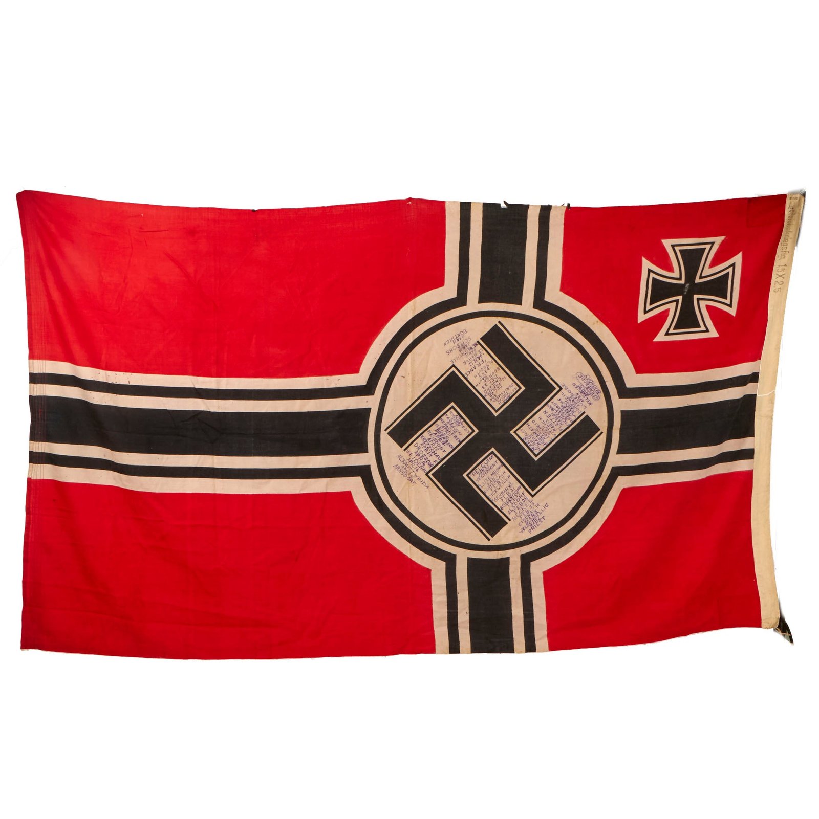 Buy Original German WWII USGI Signed and Dated Bring Back Kriegsmarine 150cm x 250cm Naval Battle Flag - Reichskriegsflagge | Original Firearms Antique For Sale