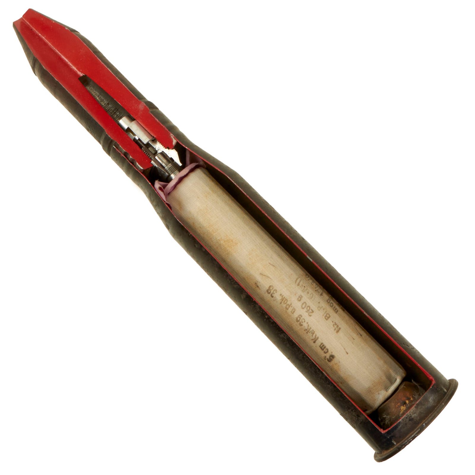 Buy Original German WWII Armor Piercing 5cm KWK Tank Round Cutaway for the 5cm KwK 39 L/60 Tank Gun - Inert | Original Firearms Antique For Sale