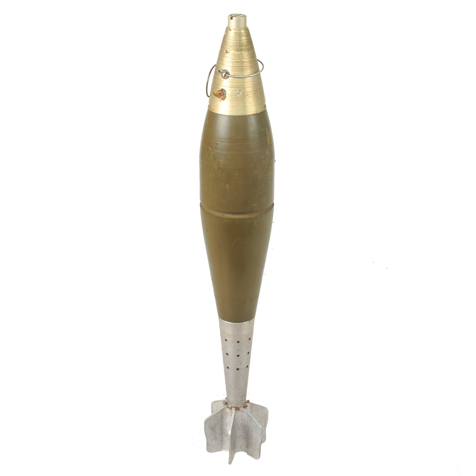 Buy Original U.S. Vietnam War Inert M374A1 HE 81mm Mortar Round with M524A6 Fuze - Dated 1973 | Original Firearms Antique For Sale