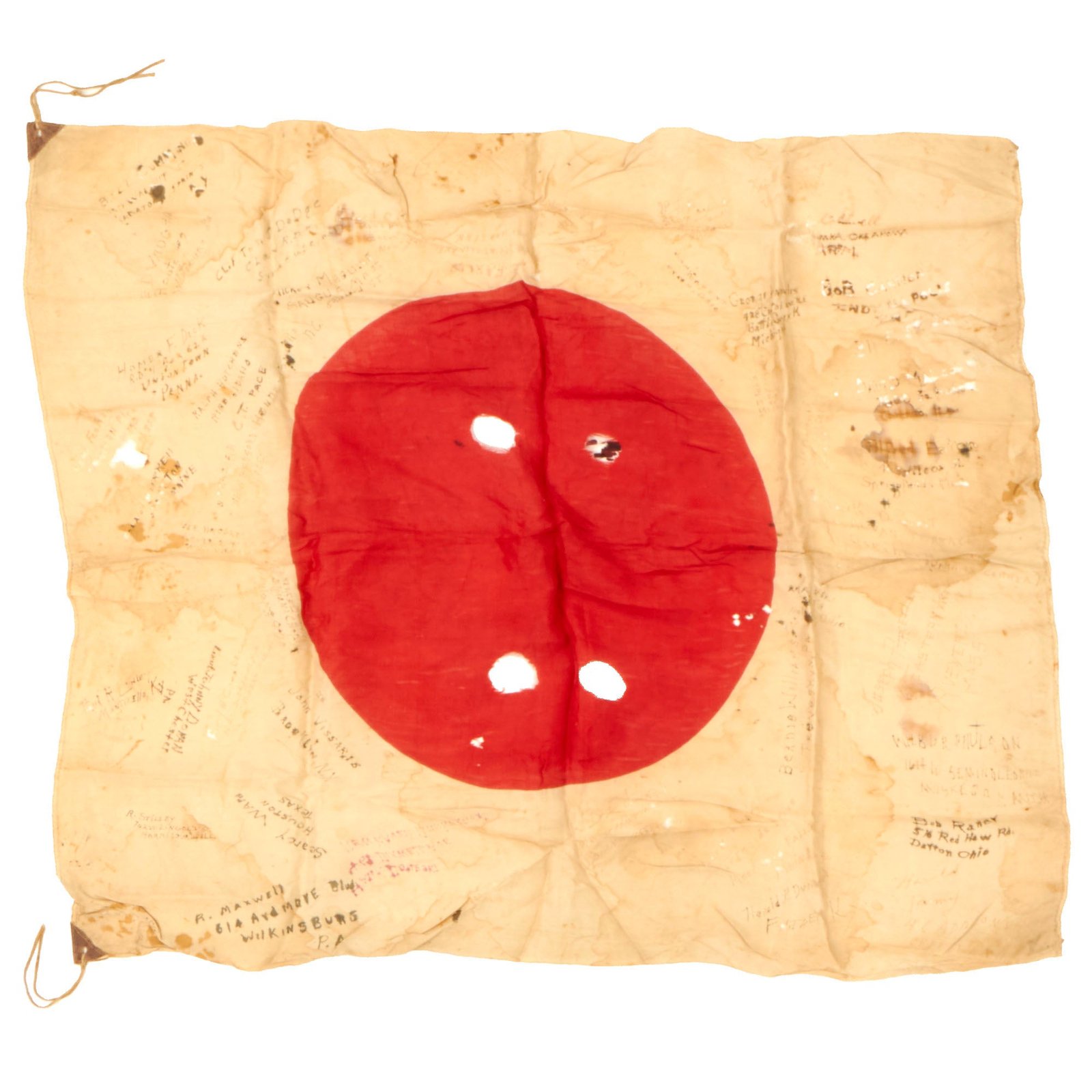 Buy Original Japanese WWII U.S. Navy 28th Construction Battalion Captured Silk Flag with 47 Signatures - 25 x 31” | Original Firearms Antique For Sale