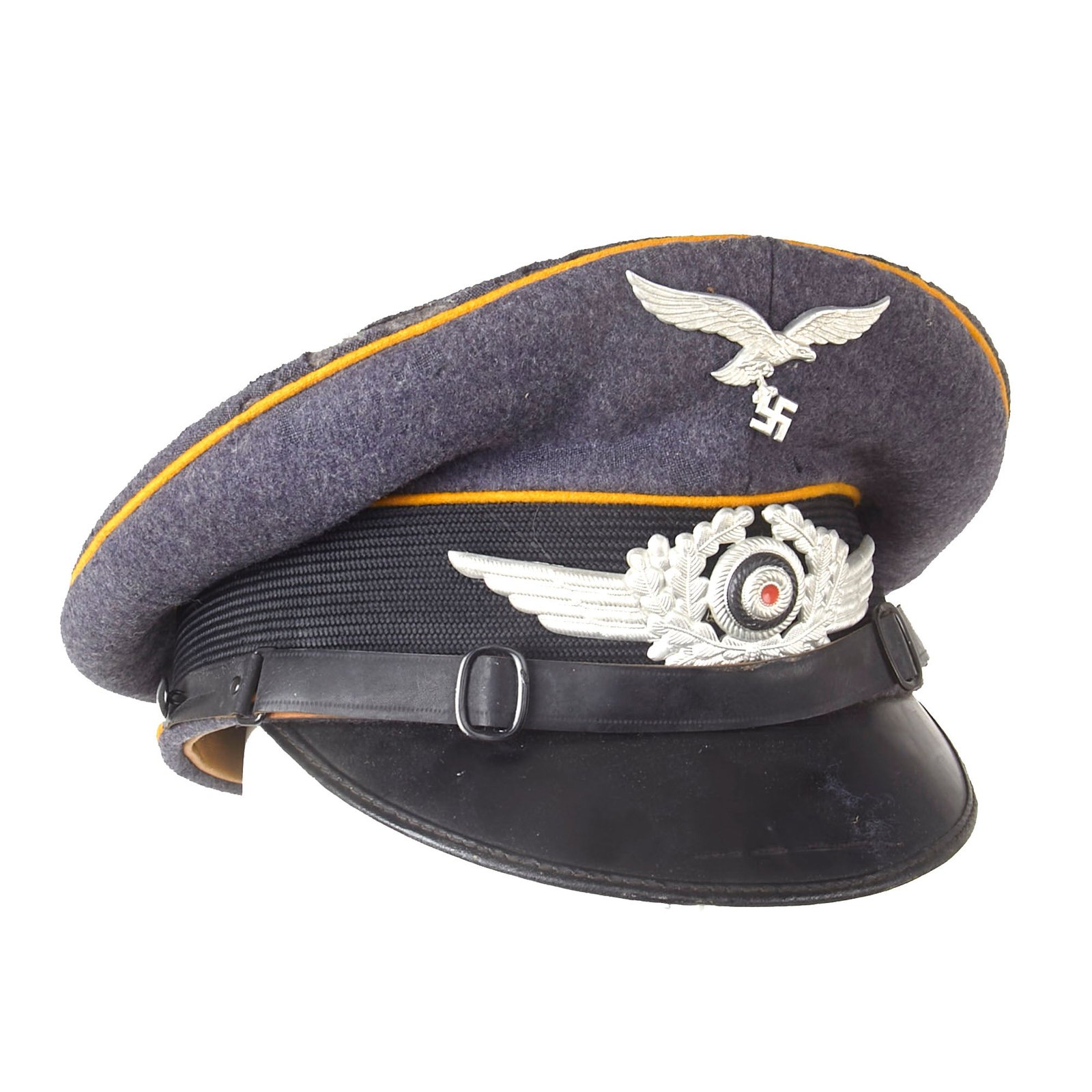 Buy Original German WWII Luftwaffe 1938 Dated Unit Marked Flight Branch EM/NCO Schirmmütze Visor Crush Cap - size 56cm | Original Firearms Antique For Sale