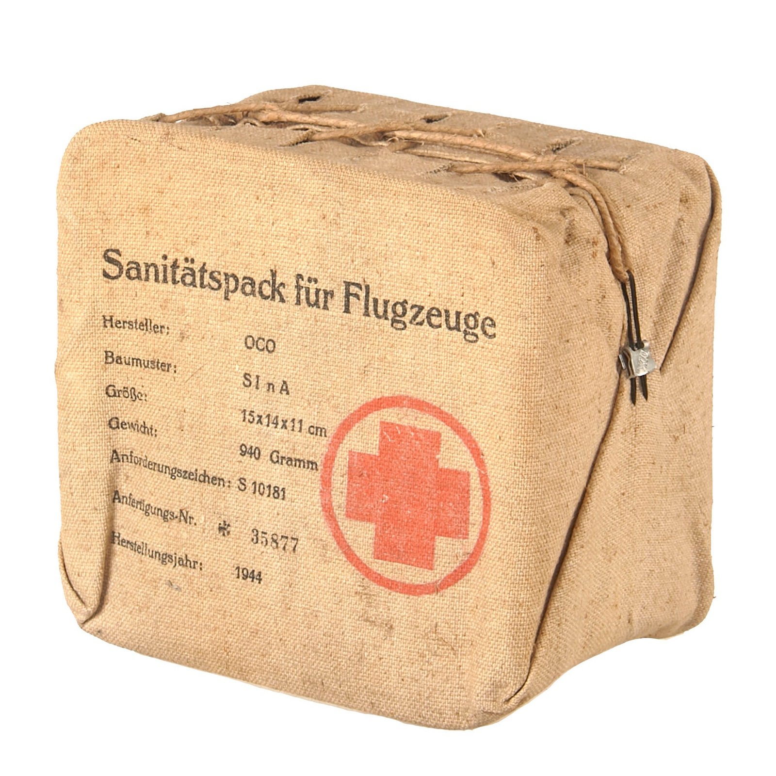 Buy Original German WWII Luftwaffe Extraordinarily Scarce Unopened “Sanitätstasche für Flugzeuge” First Aid Bag for Aircraft - Sealed with Contents | Original Firearms Antique For Sale