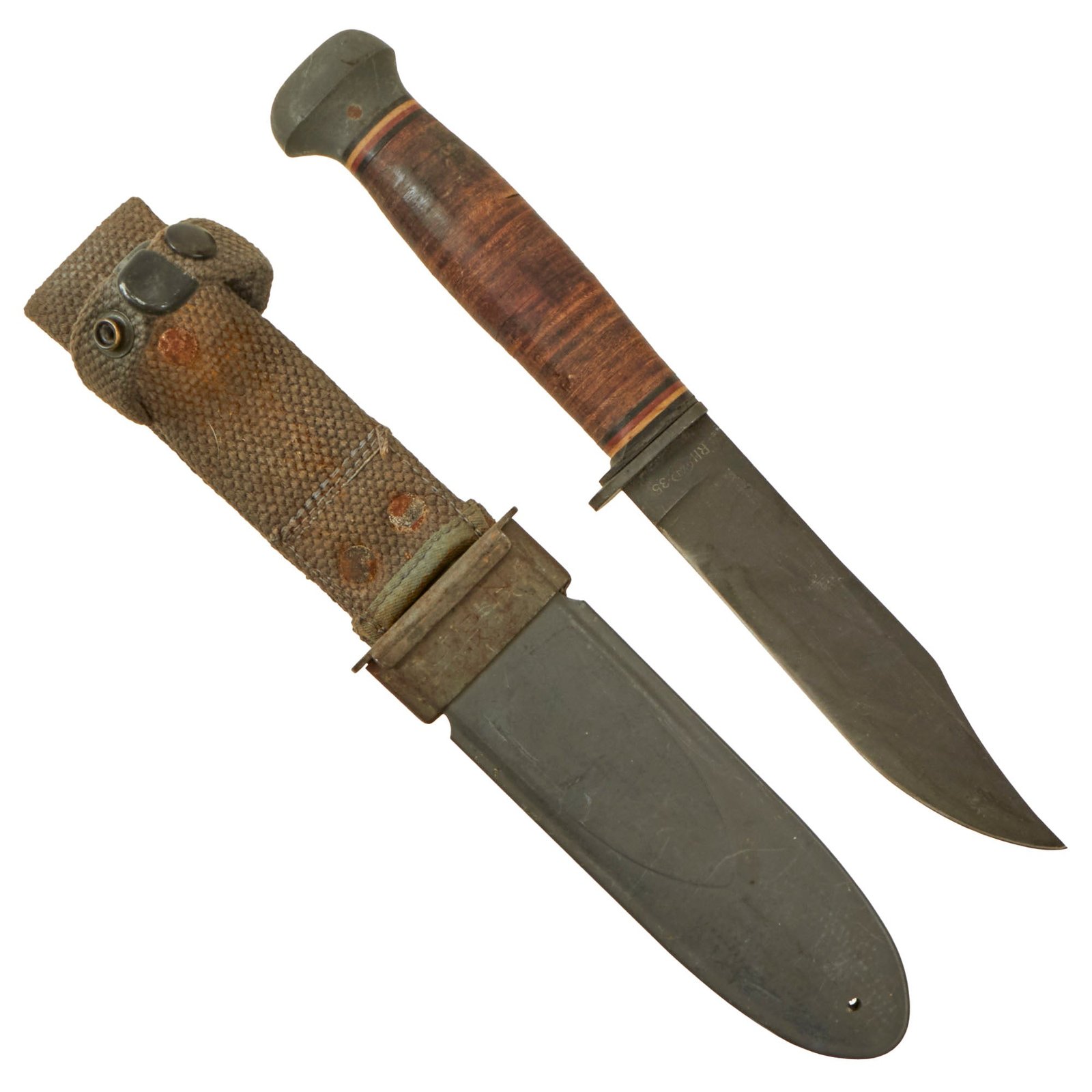 Buy Original U.S. WWII Navy USN Mark 1 PAL RH-35 Fighting Knife with USN MK1 Scabbard by B.M. Co | Original Firearms Antique For Sale