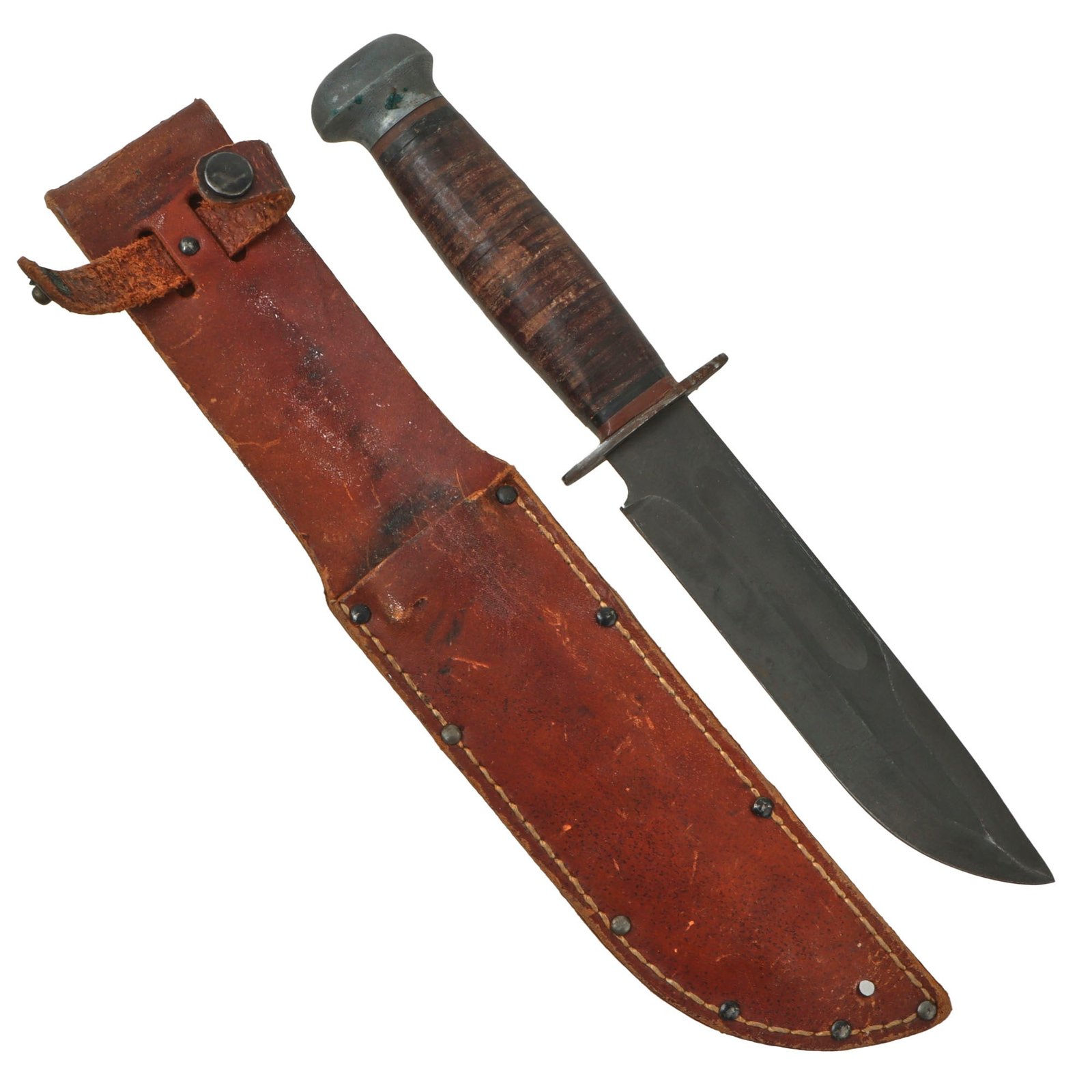 Original U.S. WWII PAL RH-36 MkII-Style Fighting Knife with Leather Belt Scabbard