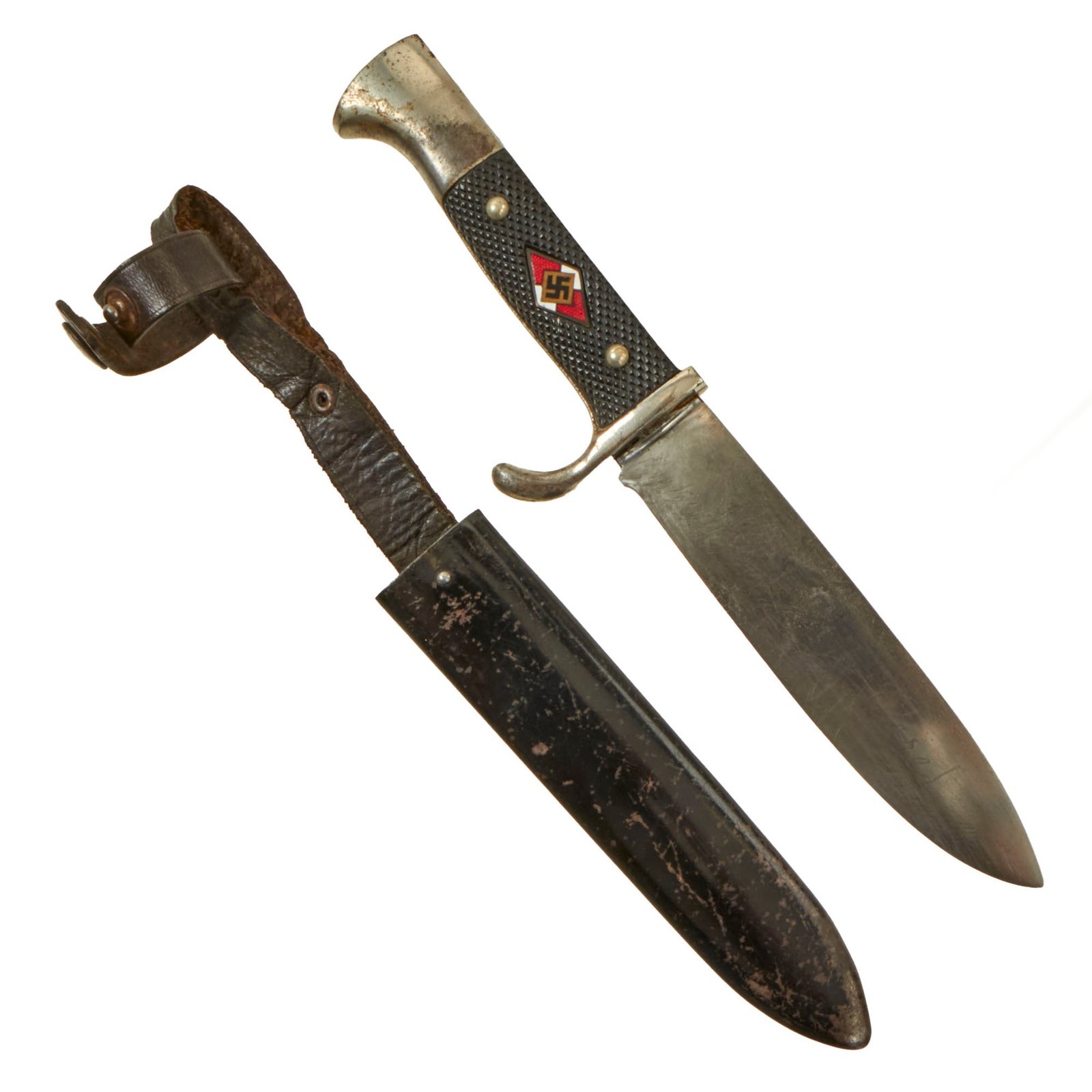 Buy Original German WWII Early Motto Marked HJ Knife by W.K.C. Waffenfabrik of Solingen with Scabbard | Original Firearms Antique For Sale