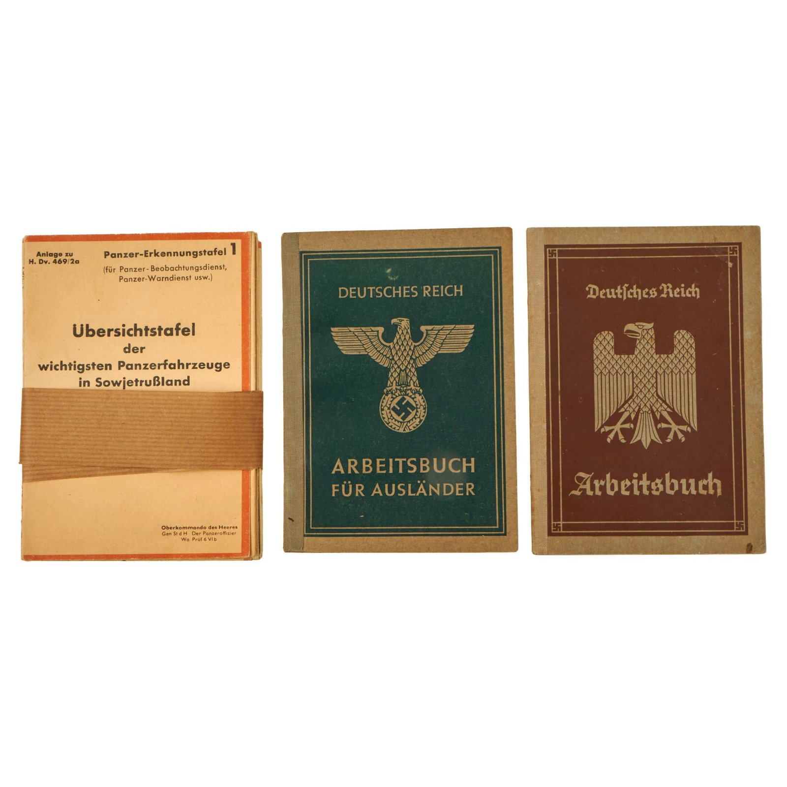Buy Original German WWII Set of Four Tank and Armored Vehicle Identification Documents with Two Workbook IDs | Original Firearms Antique For Sale