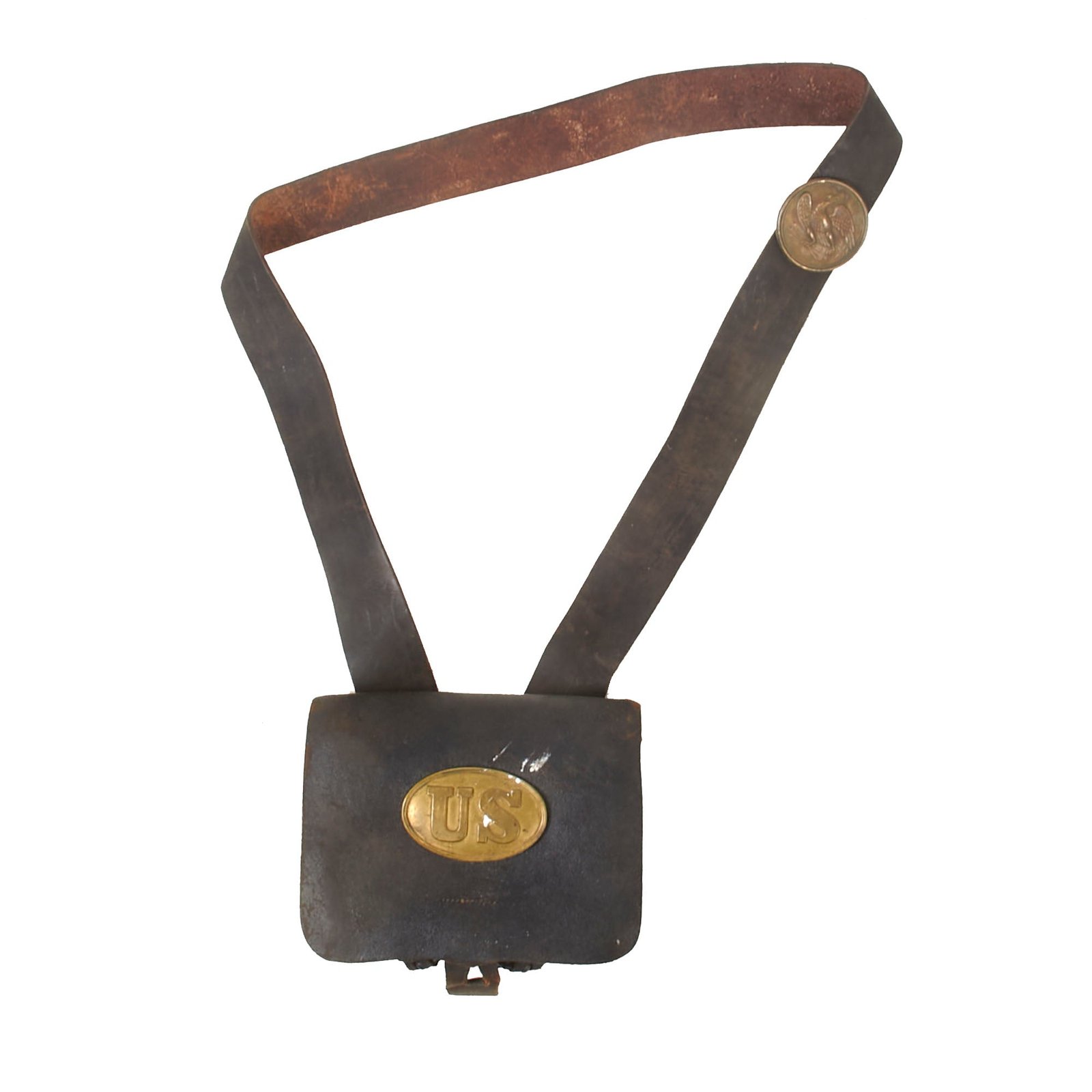 Buy Original U.S. Civil War M1855/61 .58 Caliber Cartridge Box with Original Tins, US Box Plate and Sling With Plate by Moores & Co. of Cincinnati, Ohio | Original Firearms Antique For Sale