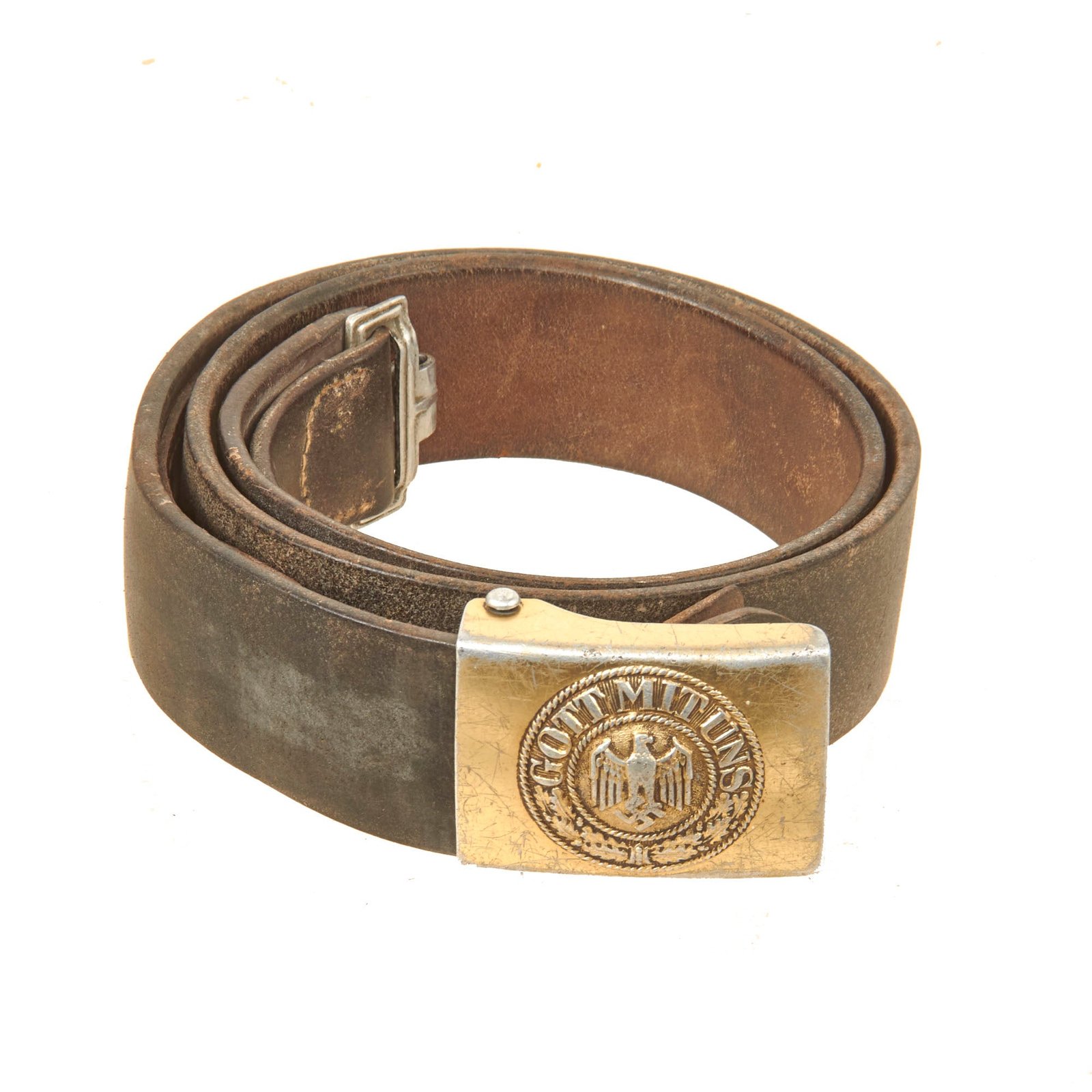 Buy Original German WWII Kriegsmarine Marked 1938 Dated EM/NCO Leather Belt with Aluminum Belt Buckle by Richard Sieper & Söhne | Original Firearms Antique For Sale