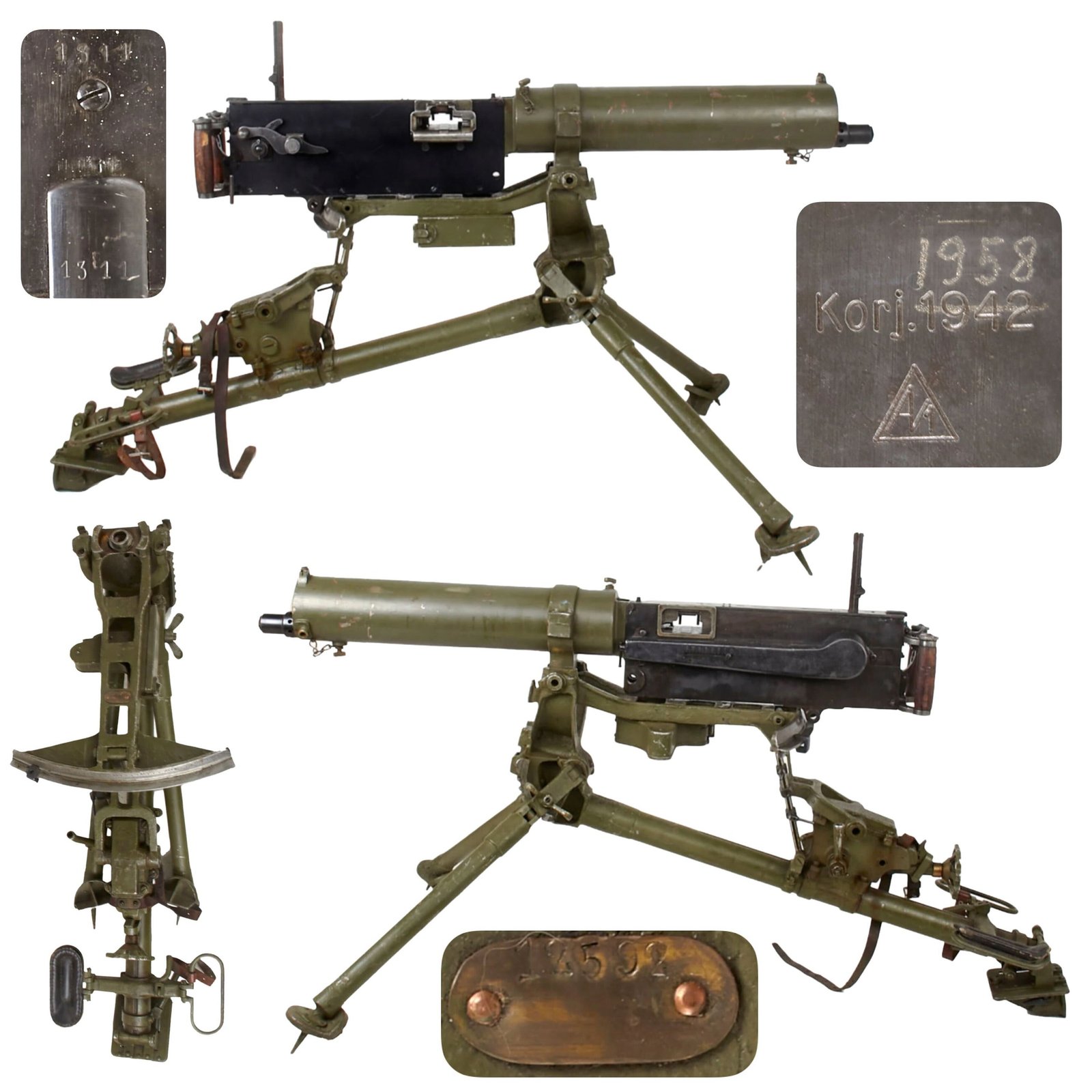 Buy Original Finnish WWII 1942 Dated Russian Maxim M/09-21 Smooth Jacket Display Machine Gun with M/21 Ring Mount Tripod | Original Firearms Antique For Sale