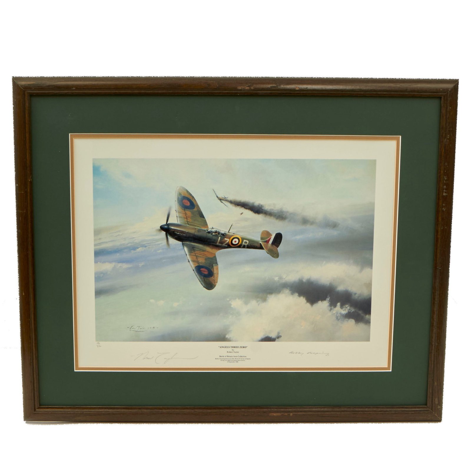 Buy Original Signed Limited Edition Print: Framed “Angels Three Zero” by Robert Taylor Signed by Bobby Oxspring, DFC - NO GLASS - 23 x 28” - 180/990 | Original Firearms Antique For Sale