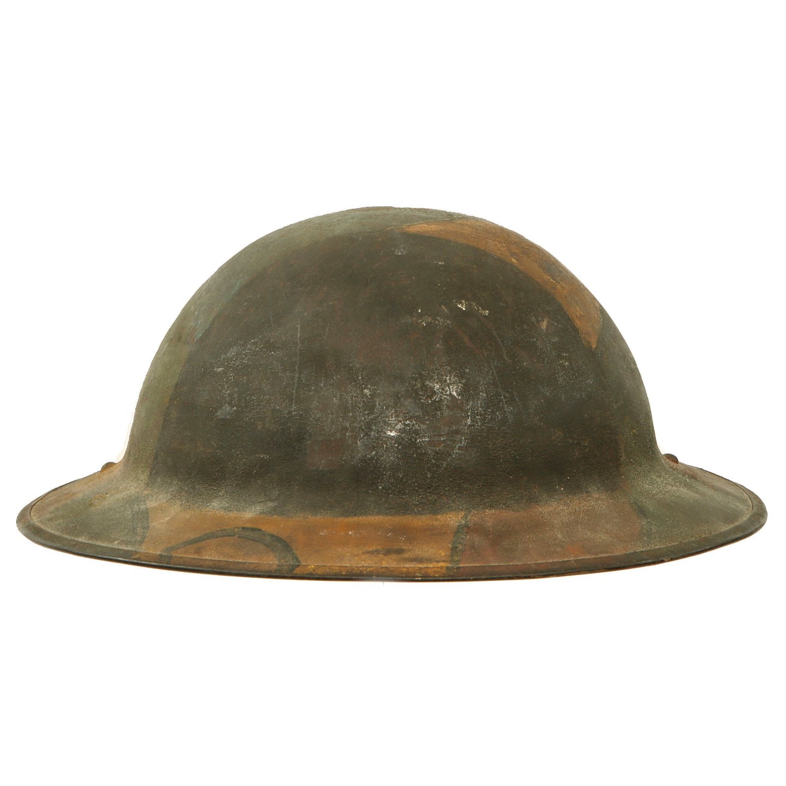 Original U.S. WWI M1917 Doughboy Helmet Shell with Multi-Colored Camouflage Paint